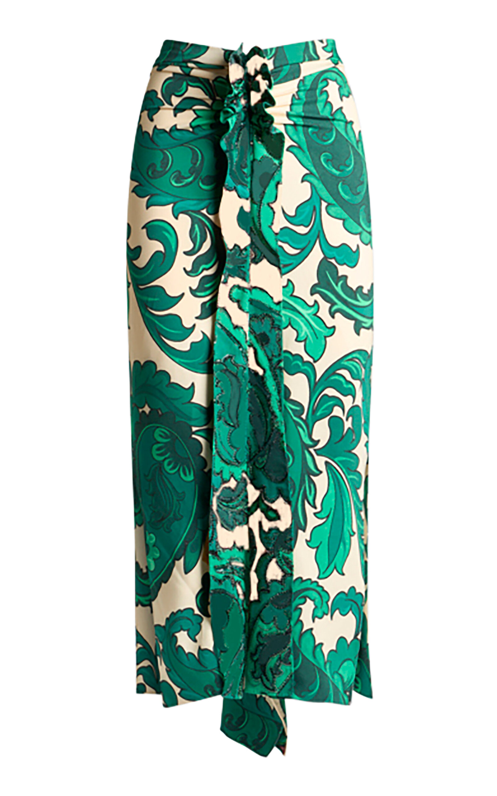 Etro Draped Jersey Midi Skirt In Green