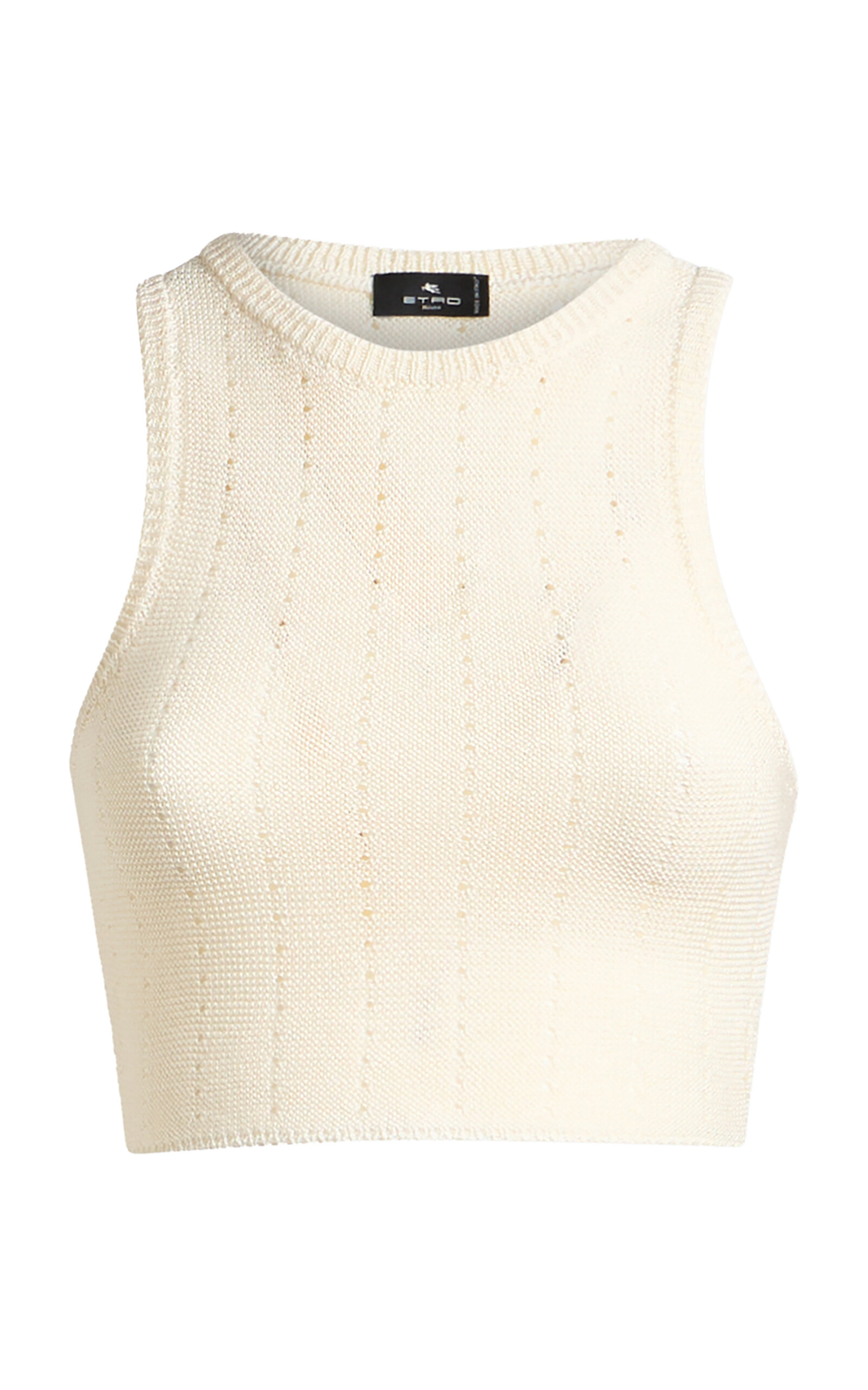 Etro Ivory Knitted Crop Top With Openwork Pattern In Off-white