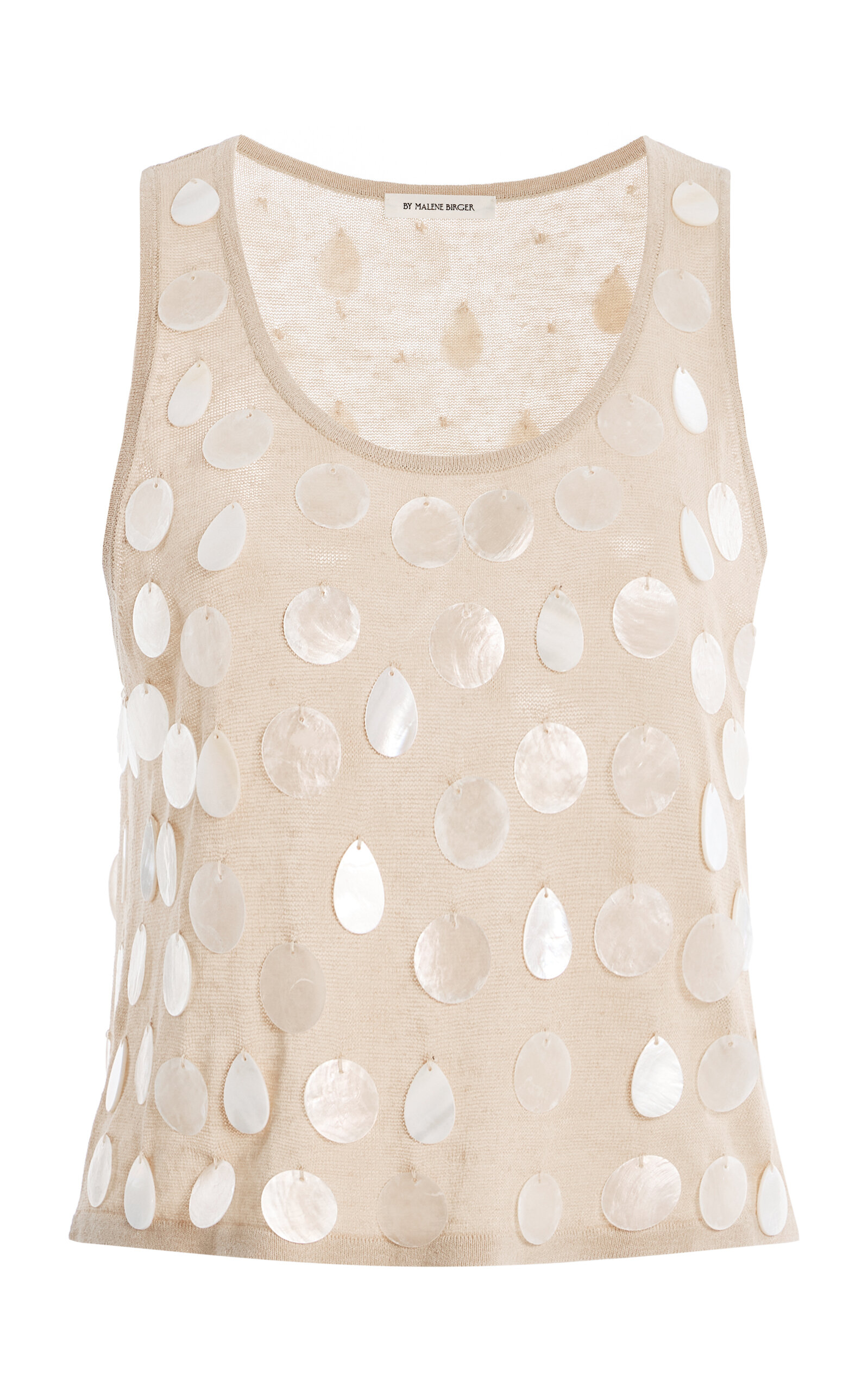 By Malene Birger Exclusive Hys Embellished Linen-blend Top In Taupe