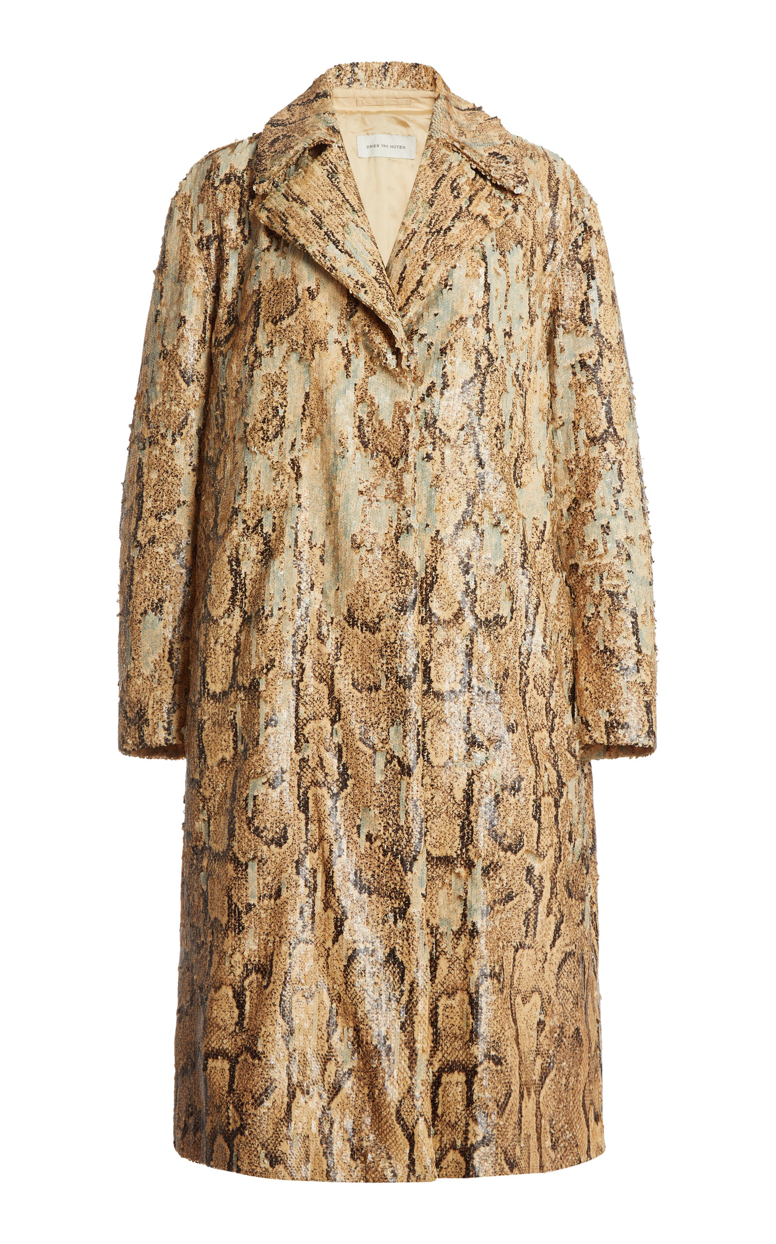 Shop Dries Van Noten Sequined Snake-print Coat In Python