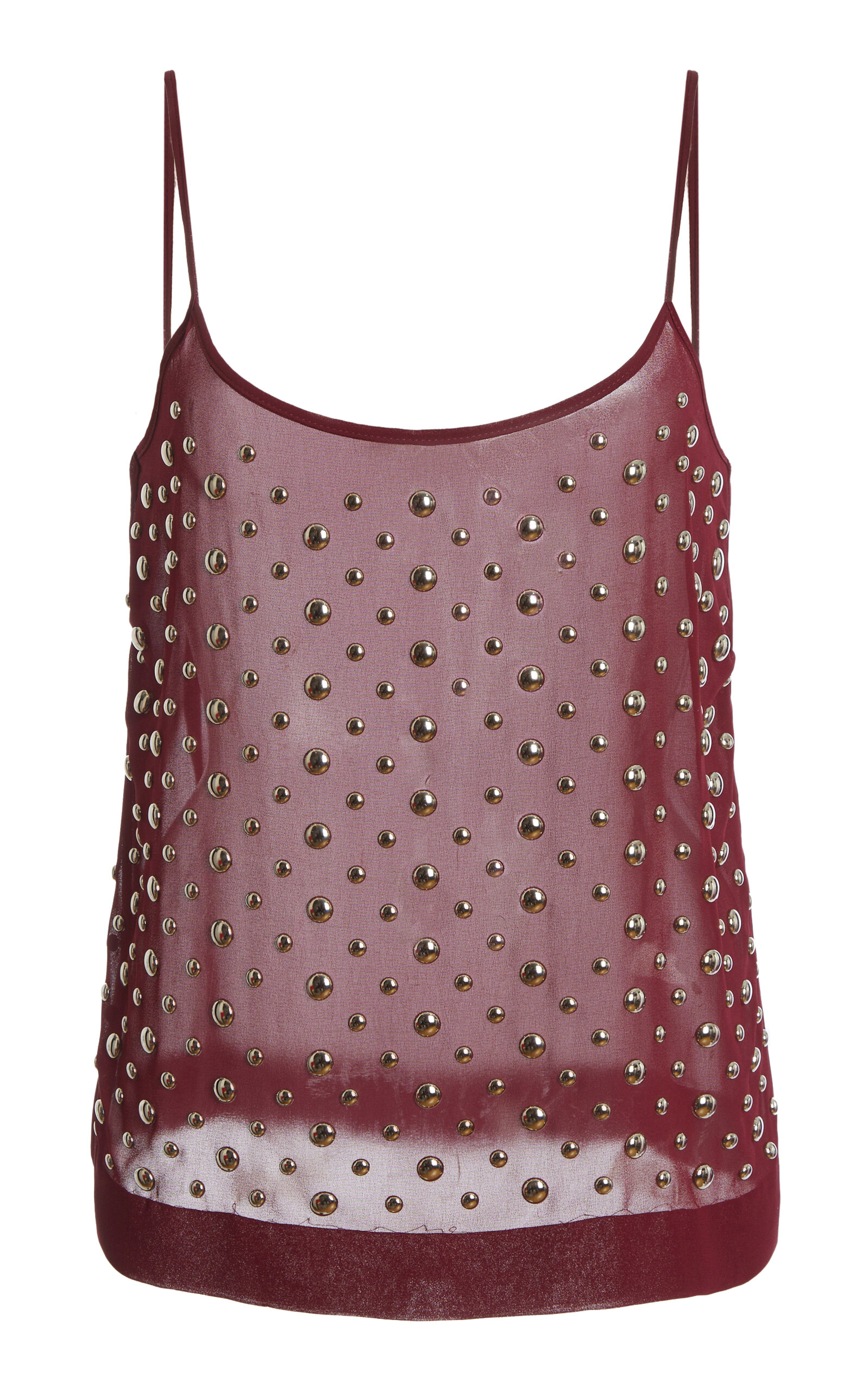 Shop Dries Van Noten Studded Voile Top In Burgundy