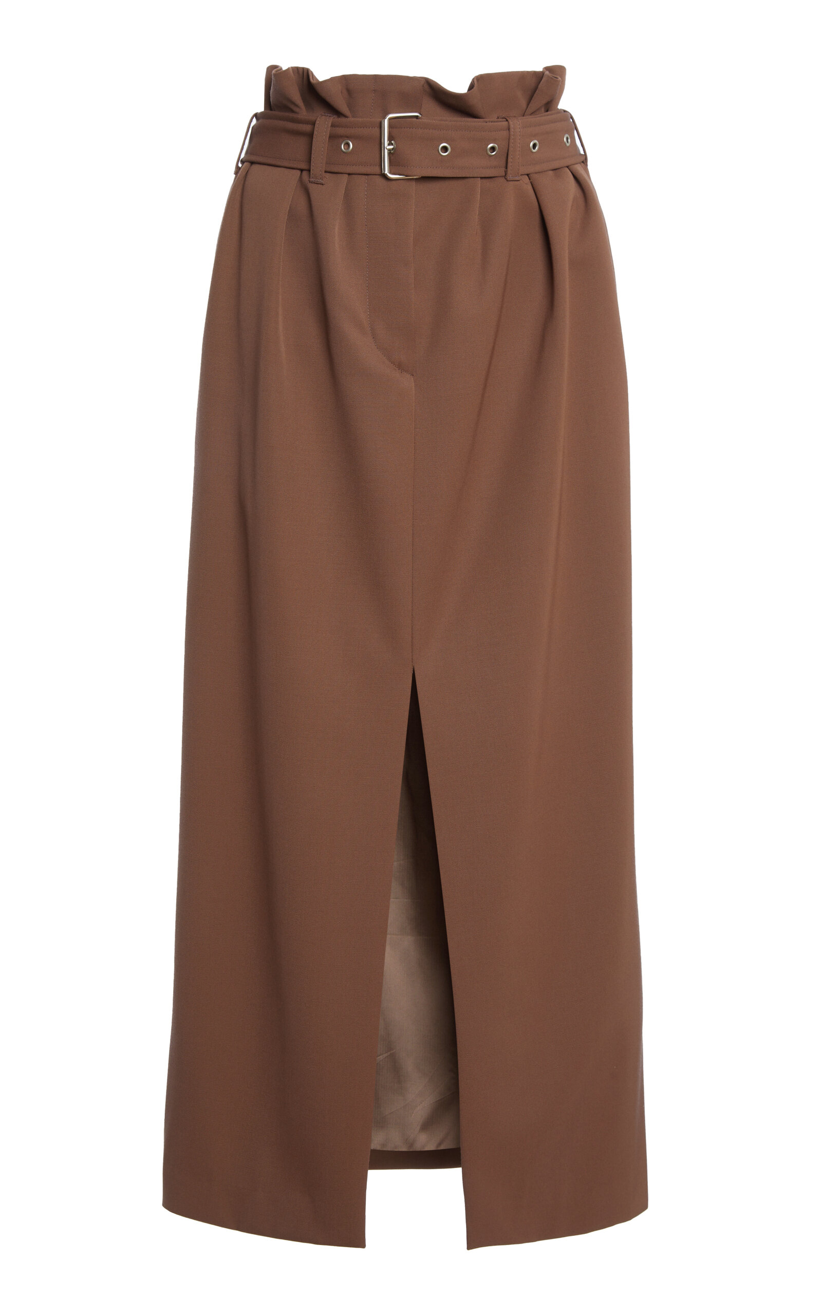 Pleated Wool-Gabardine Midi Skirt