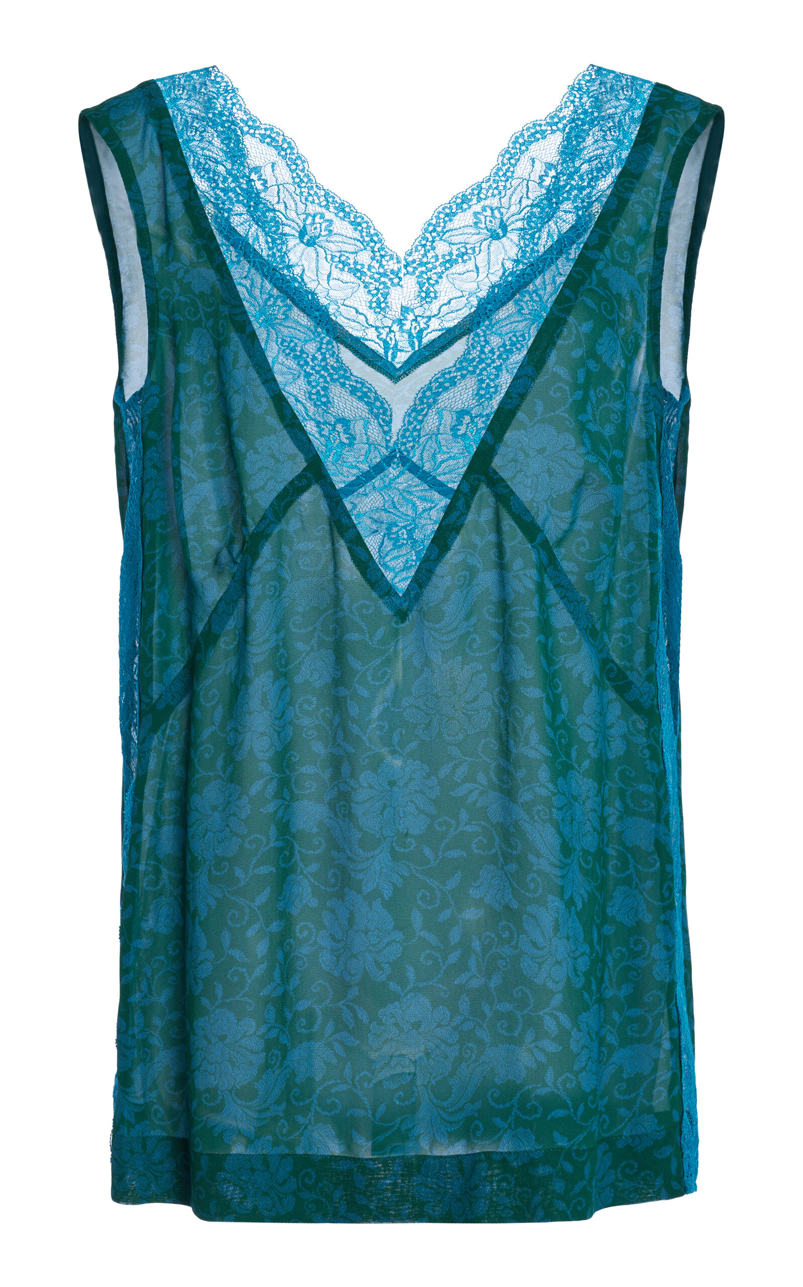 Shop Dries Van Noten Ciesta Printed Georgette Top In Turquoise