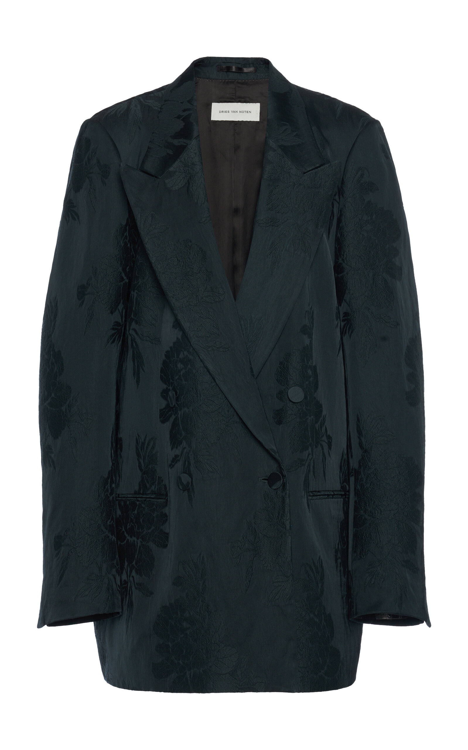 Dries Van Noten Blink Oversized Cotton-metal Jacquard Blazer In Dark Green