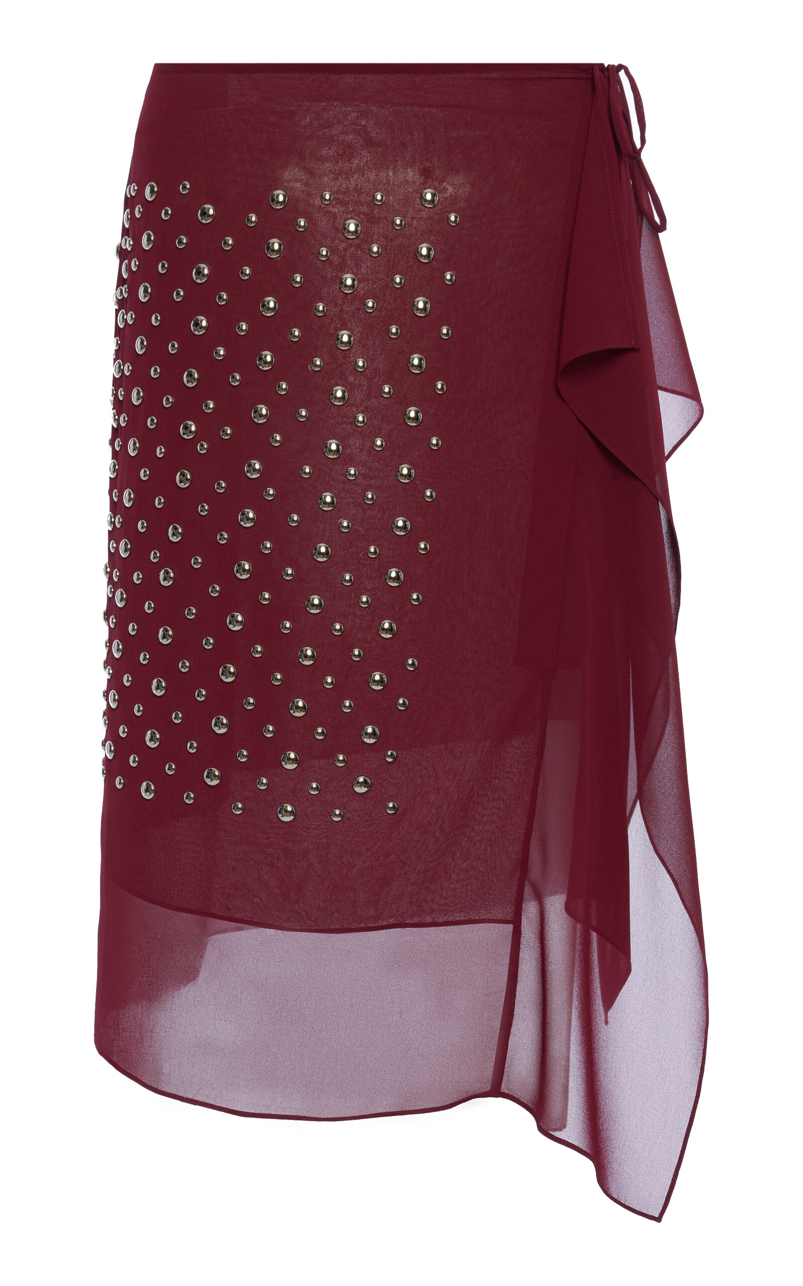Dries Van Noten Embellished Voile Midi Skirt - Burgundy - Women's Clothing