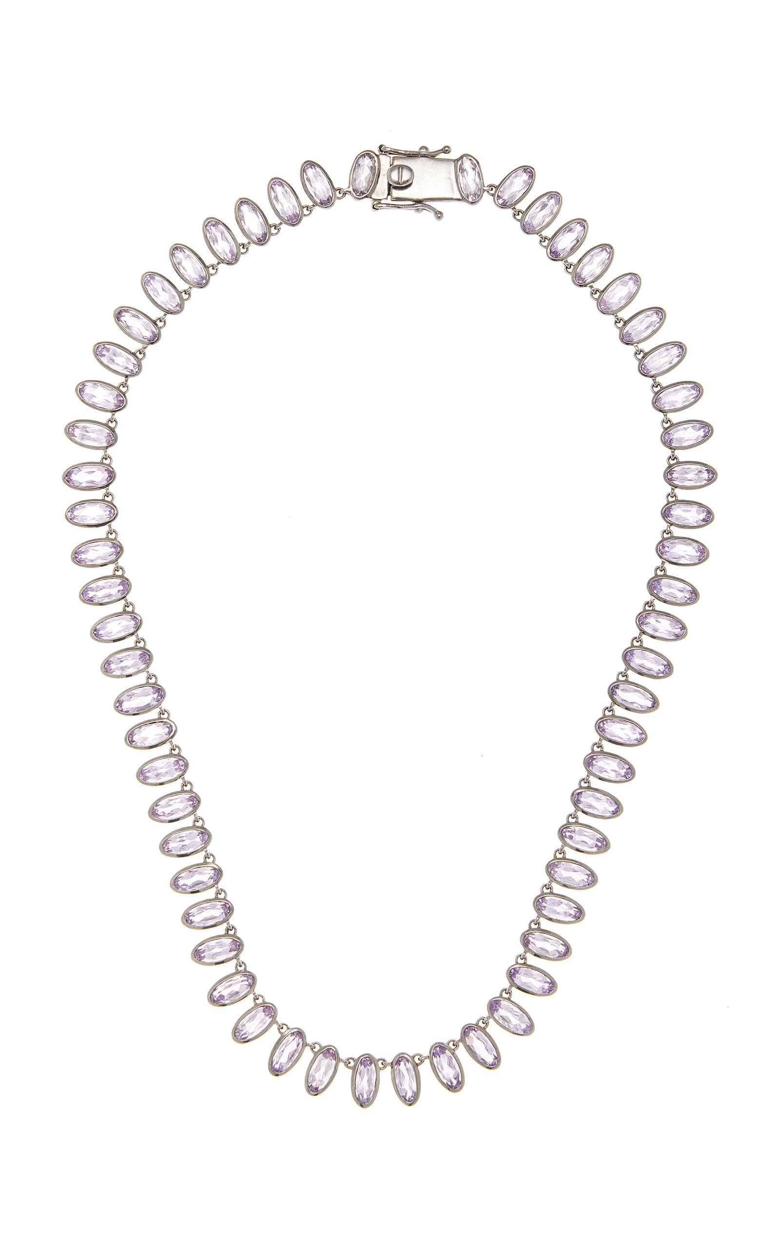 Nakard Small Elliptic Riviere Sterling Silver Rose Of France Necklace