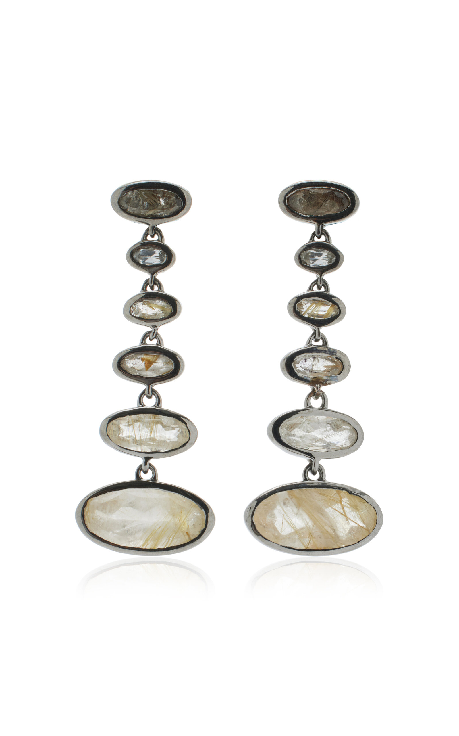 Shop Nak Armstrong Nakard Vase Sterling Silver Quartz And Zircon Earrings In Yellow