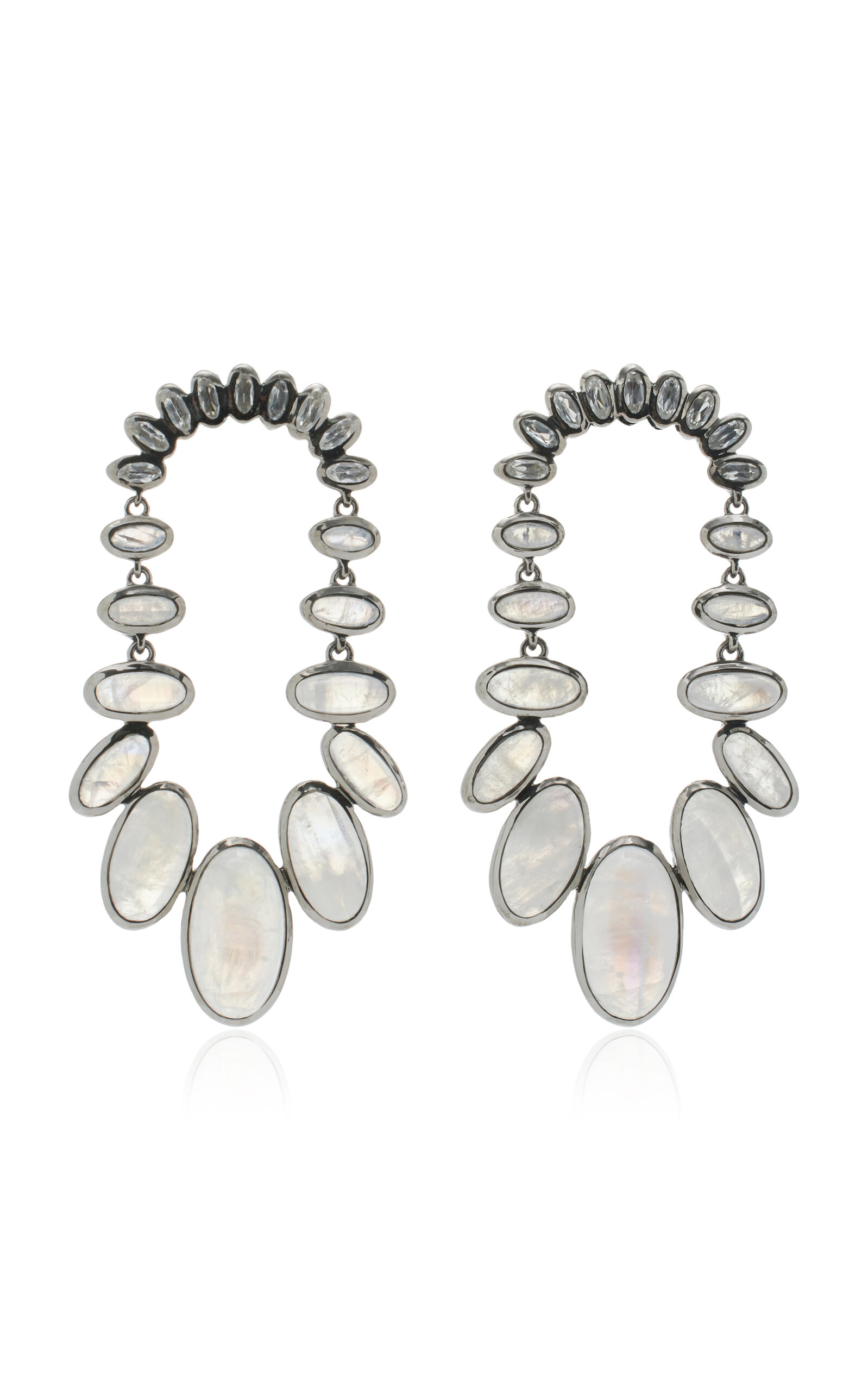 Nakard Kimono Sterling Silver Moonstone And Zircon Earrings