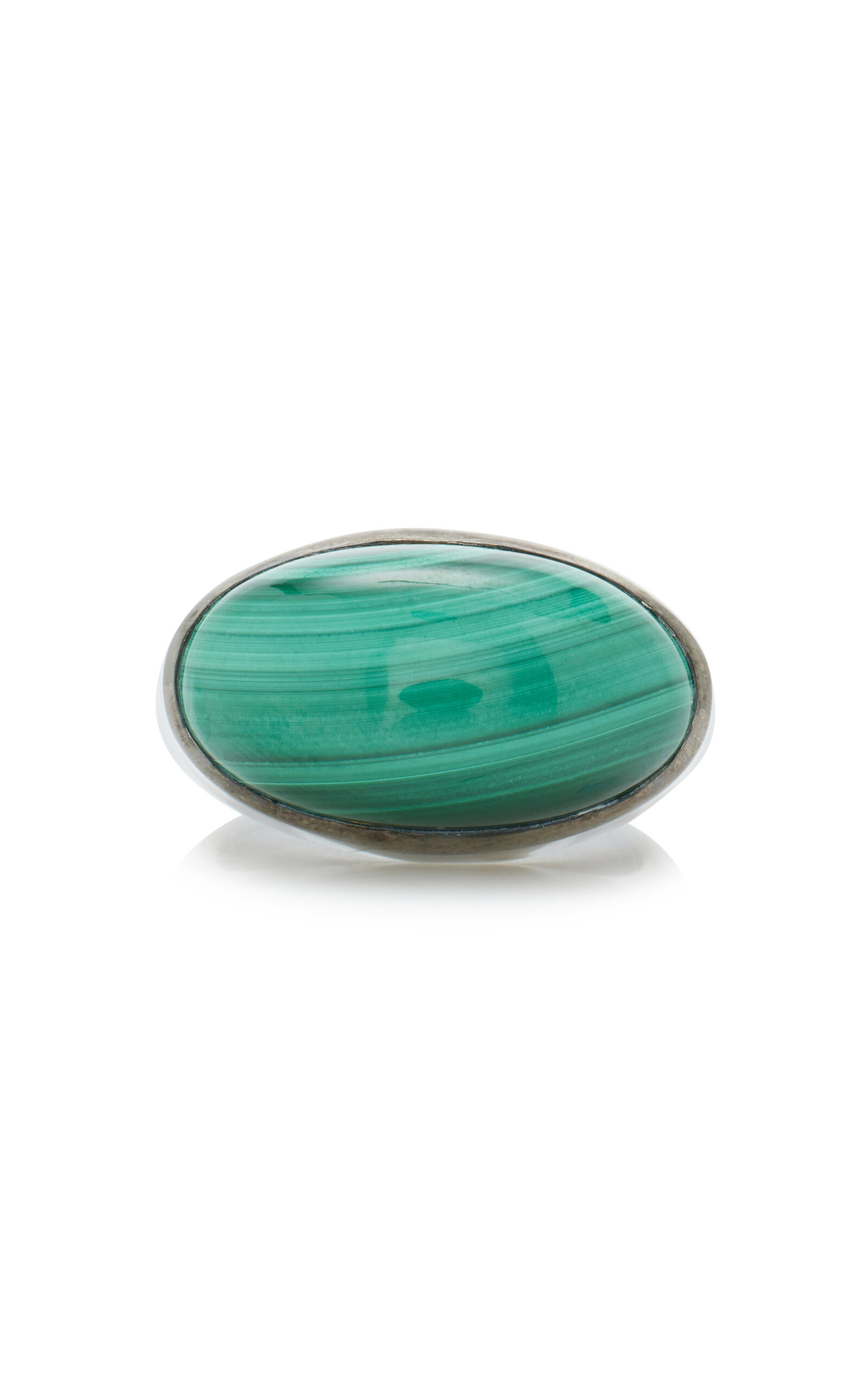 Nak Armstrong Nakard Single Elliptic Sterling Silver MalachiteRing - Green - US 7.5 - Moda Operandi