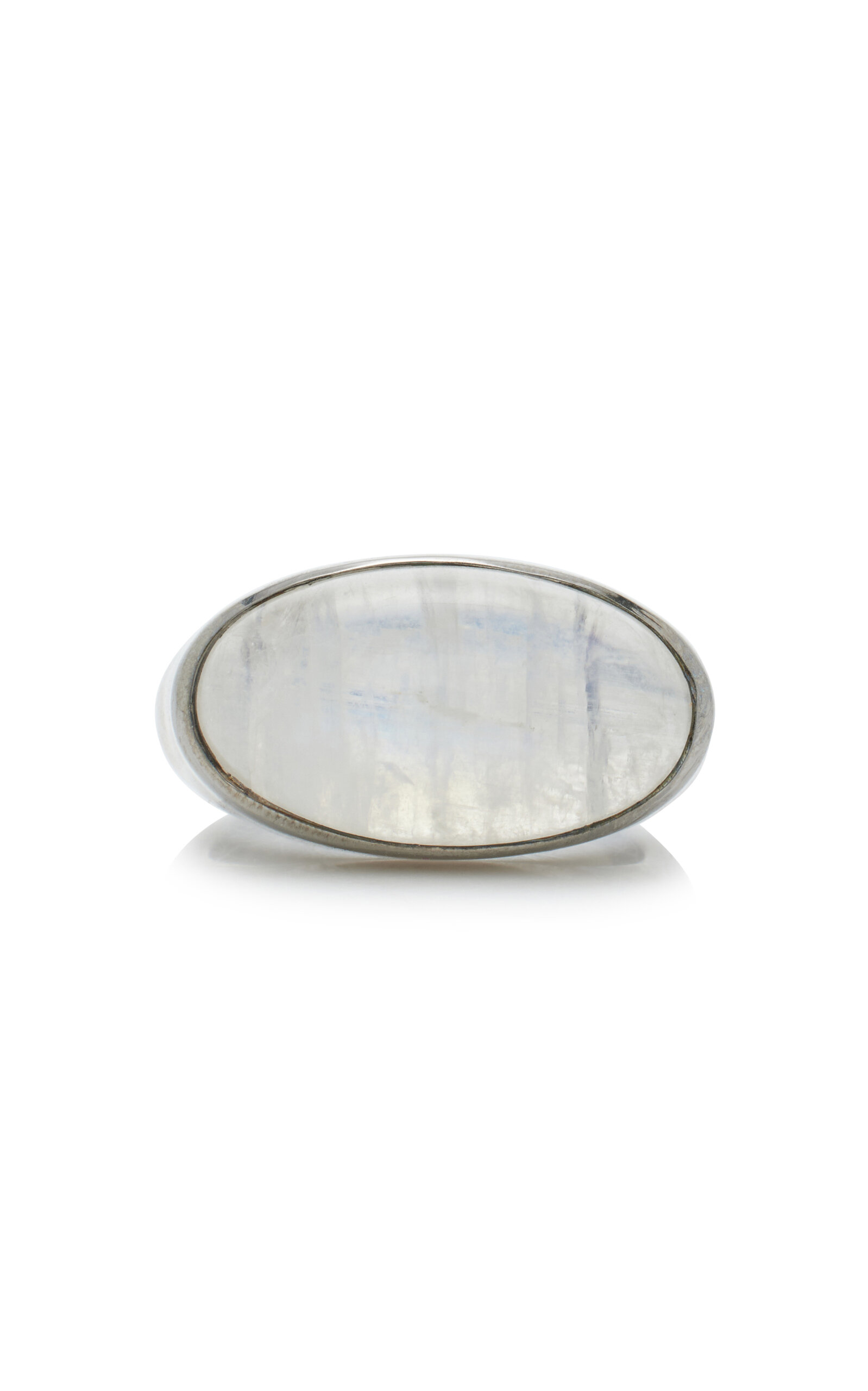 Nak Armstrong Nakard Single Elliptic Sterling Silver Moonstone Ring - White - US 6.5 - Moda Operandi