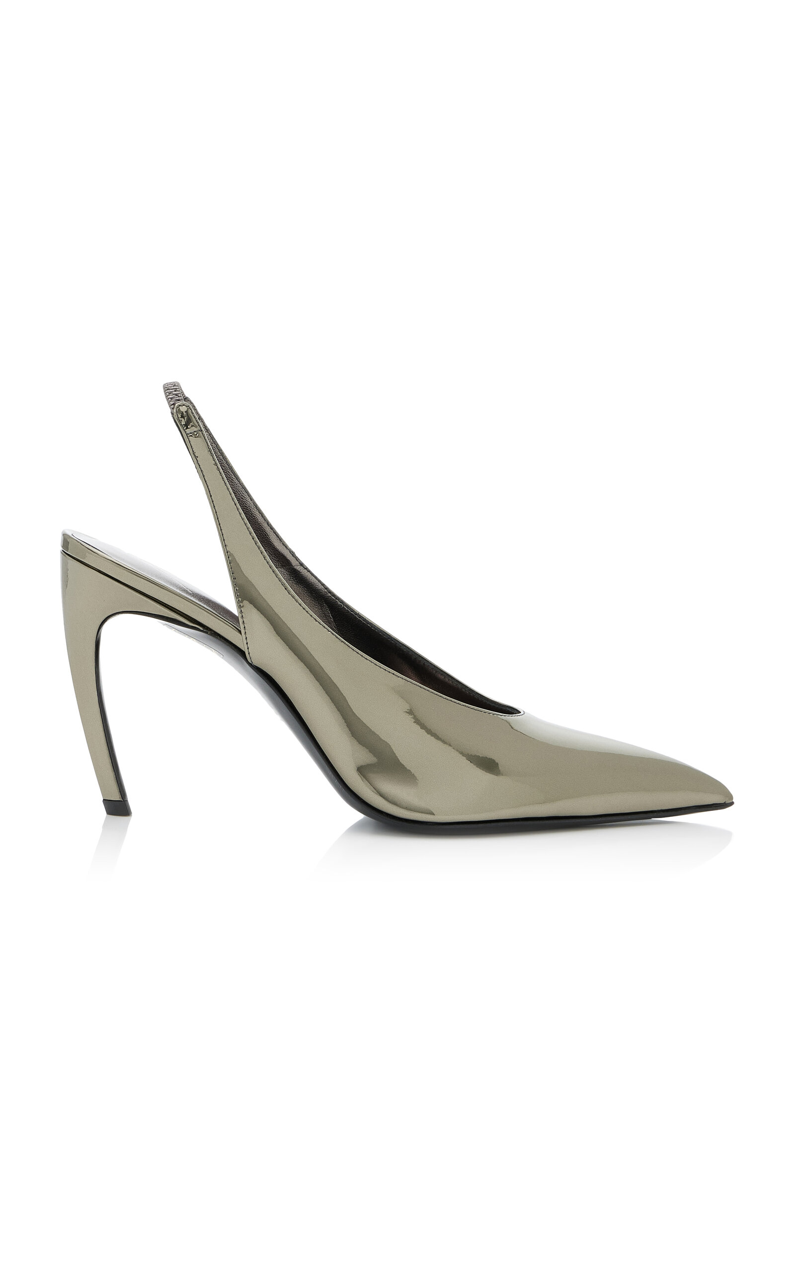 The Attico Viper Vegan Patent Leather Slingback Pumps - Grey