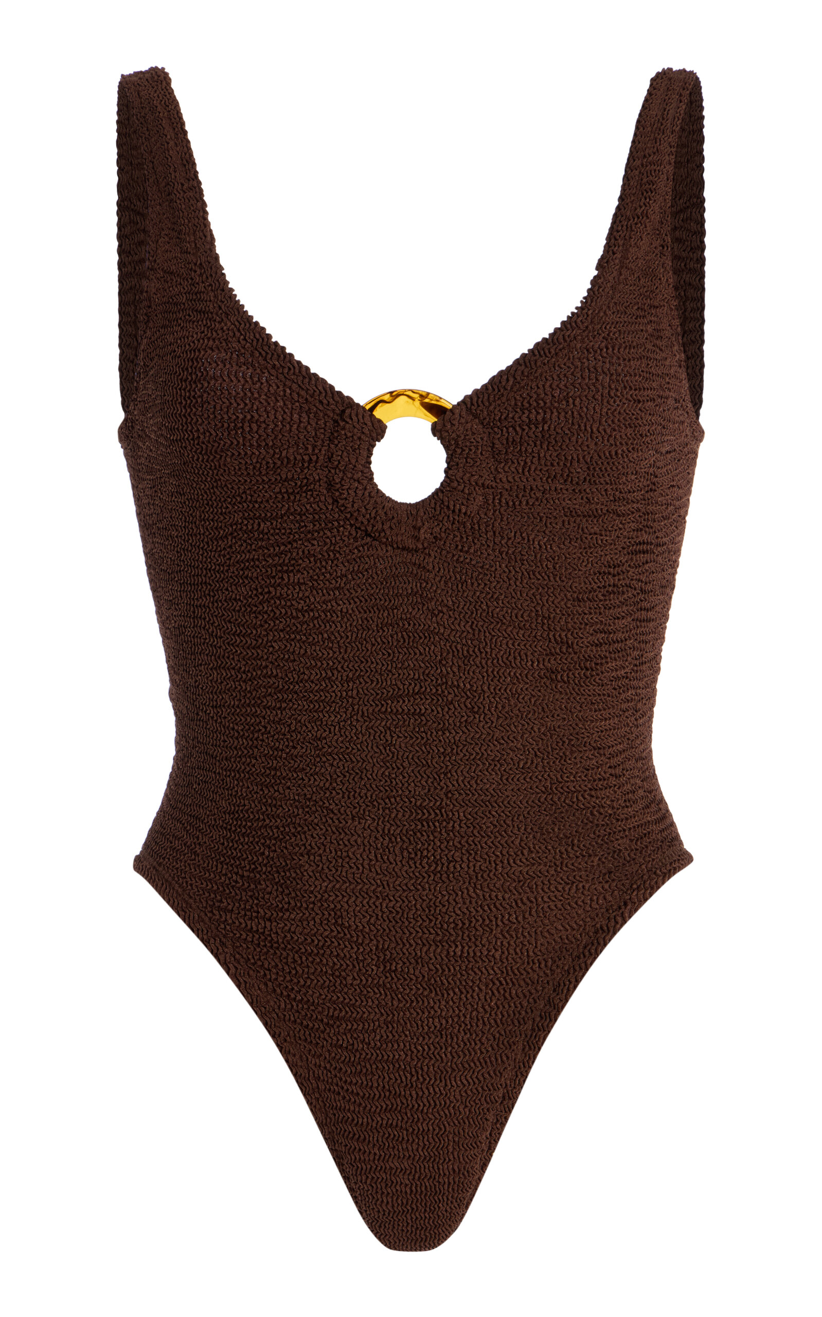 Hunza G Celine Seersucker One-Piece Swimsuit - Brown - OS