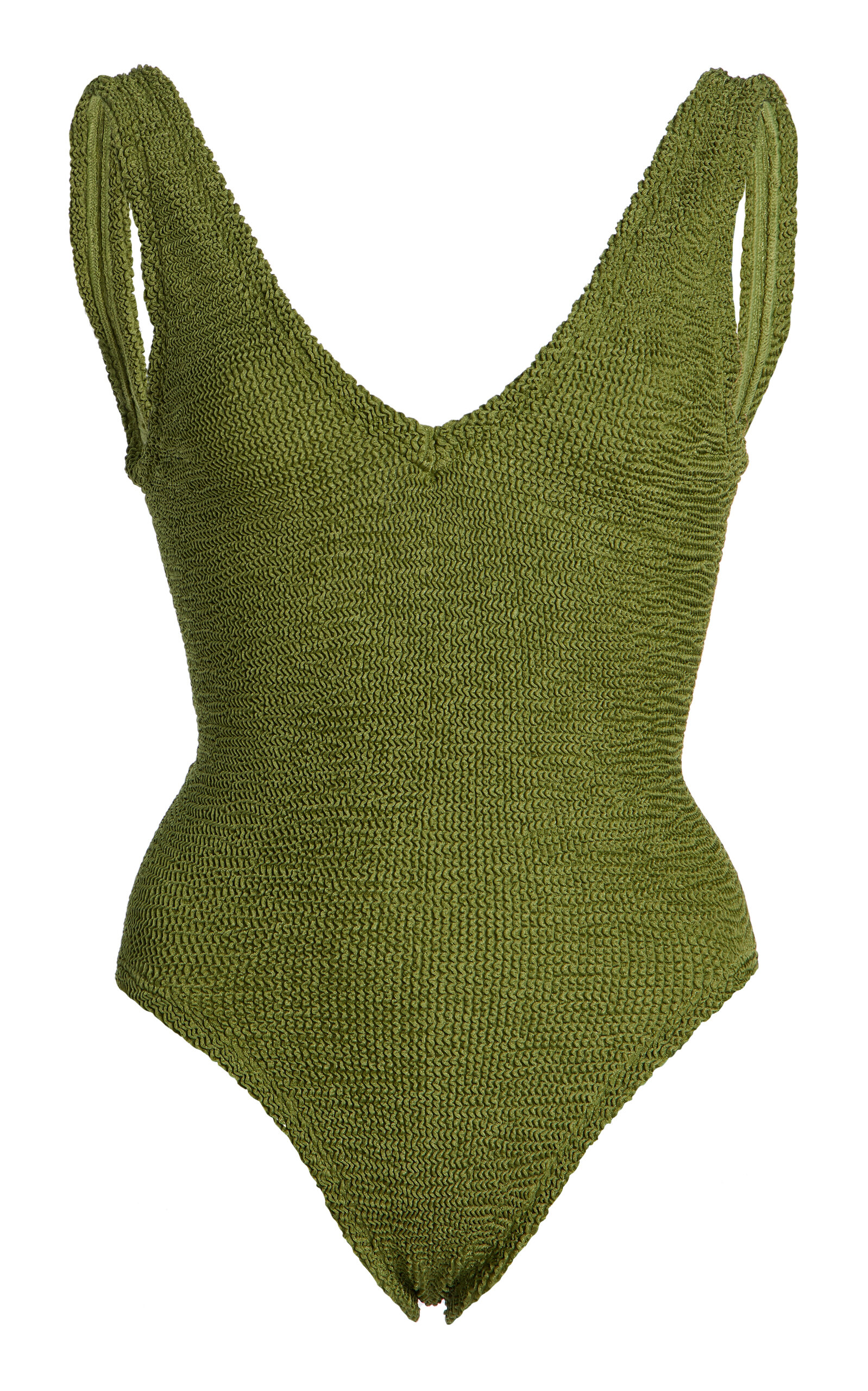 Hunza G Sadie Seersucker Swimsuit In Green
