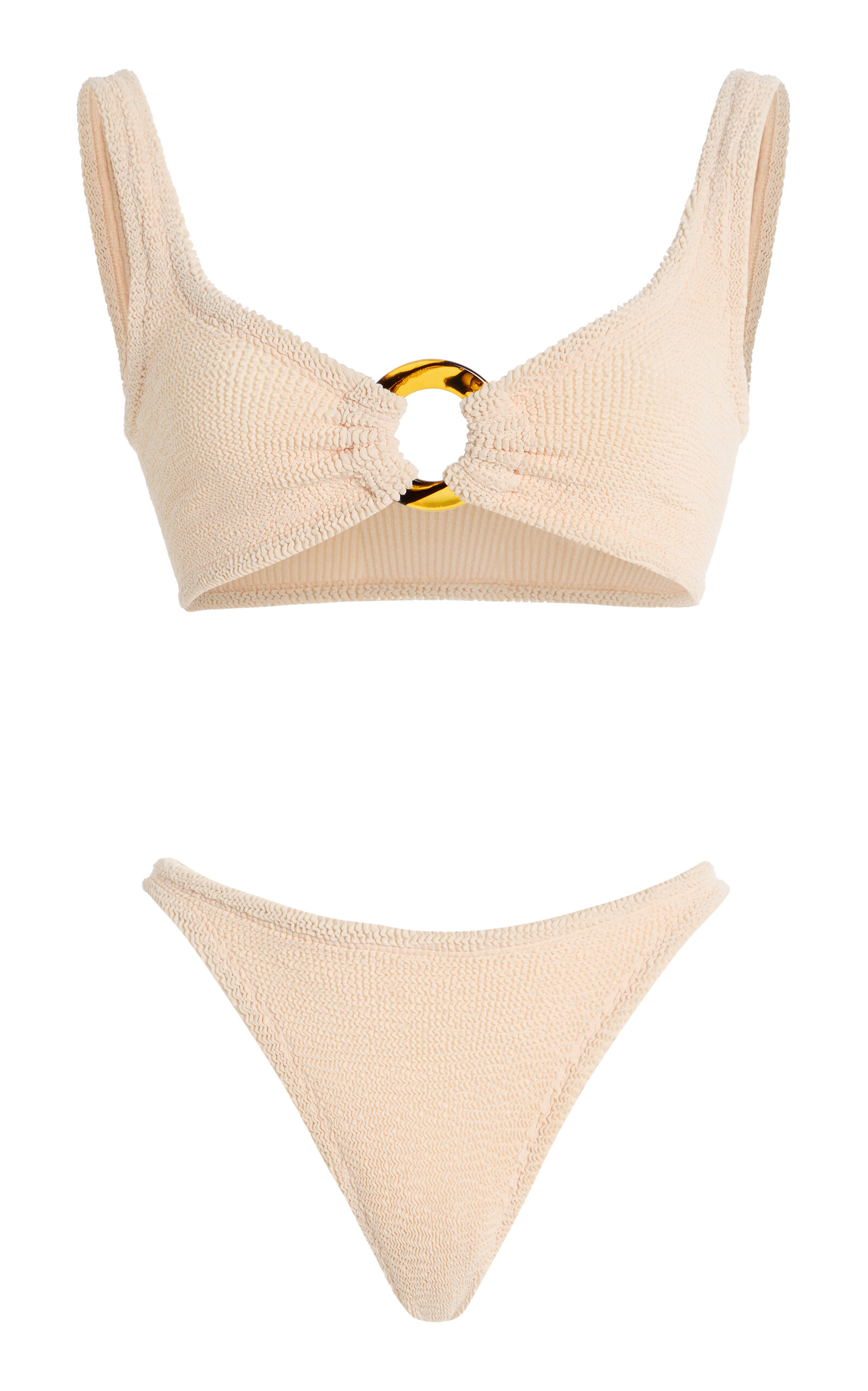 Hunza G Julia Low-Waisted Seersucker Bikini Set - Ivory - OS - Women's Clothing