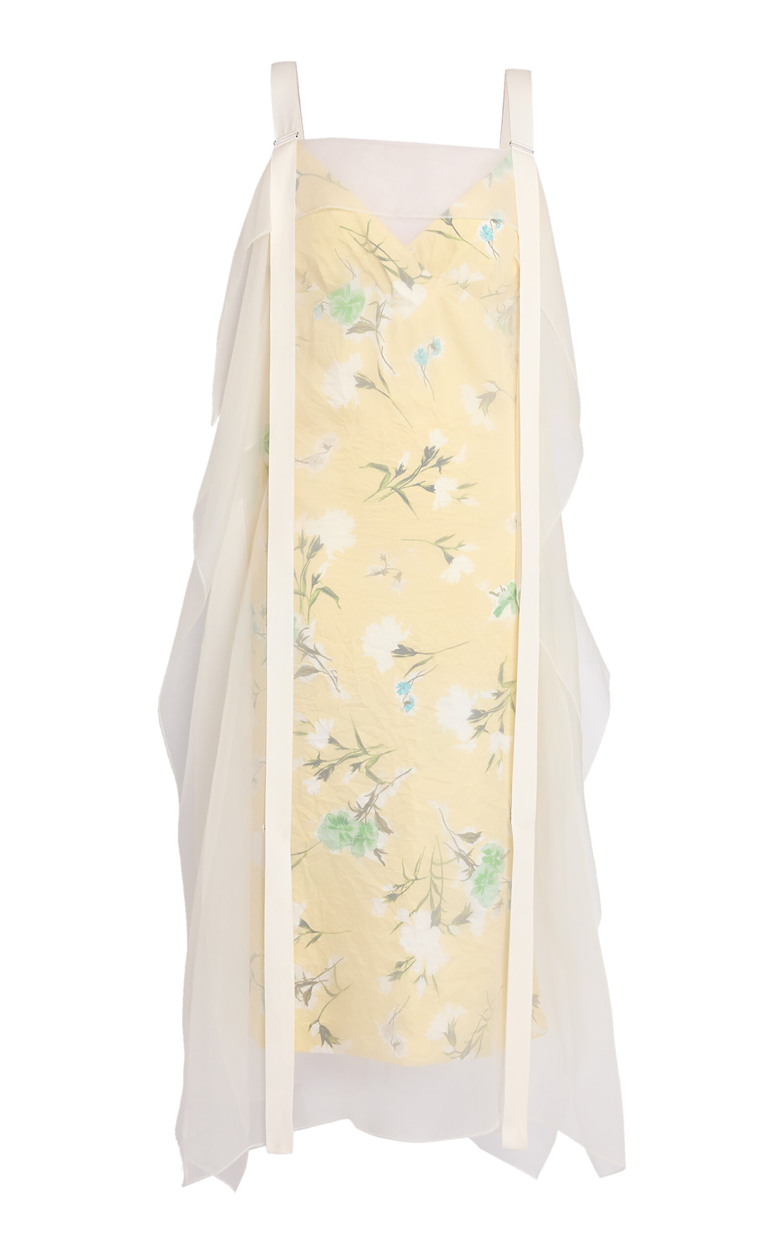 Erdem V-neck Slip Midi Dress In Yellow