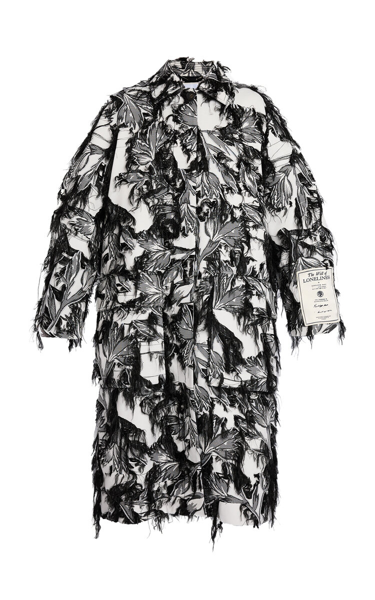 Erdem Oversized Printed Coat In Black,white