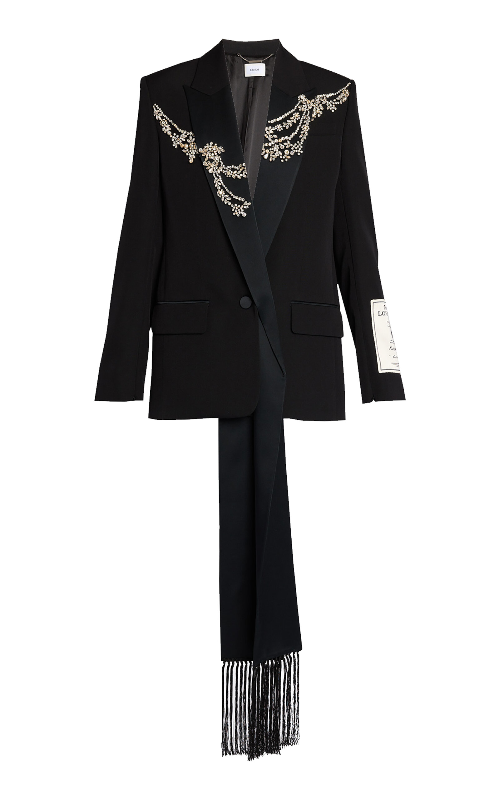 Scarf-Detailed Embroidered Virgin-Wool Blazer