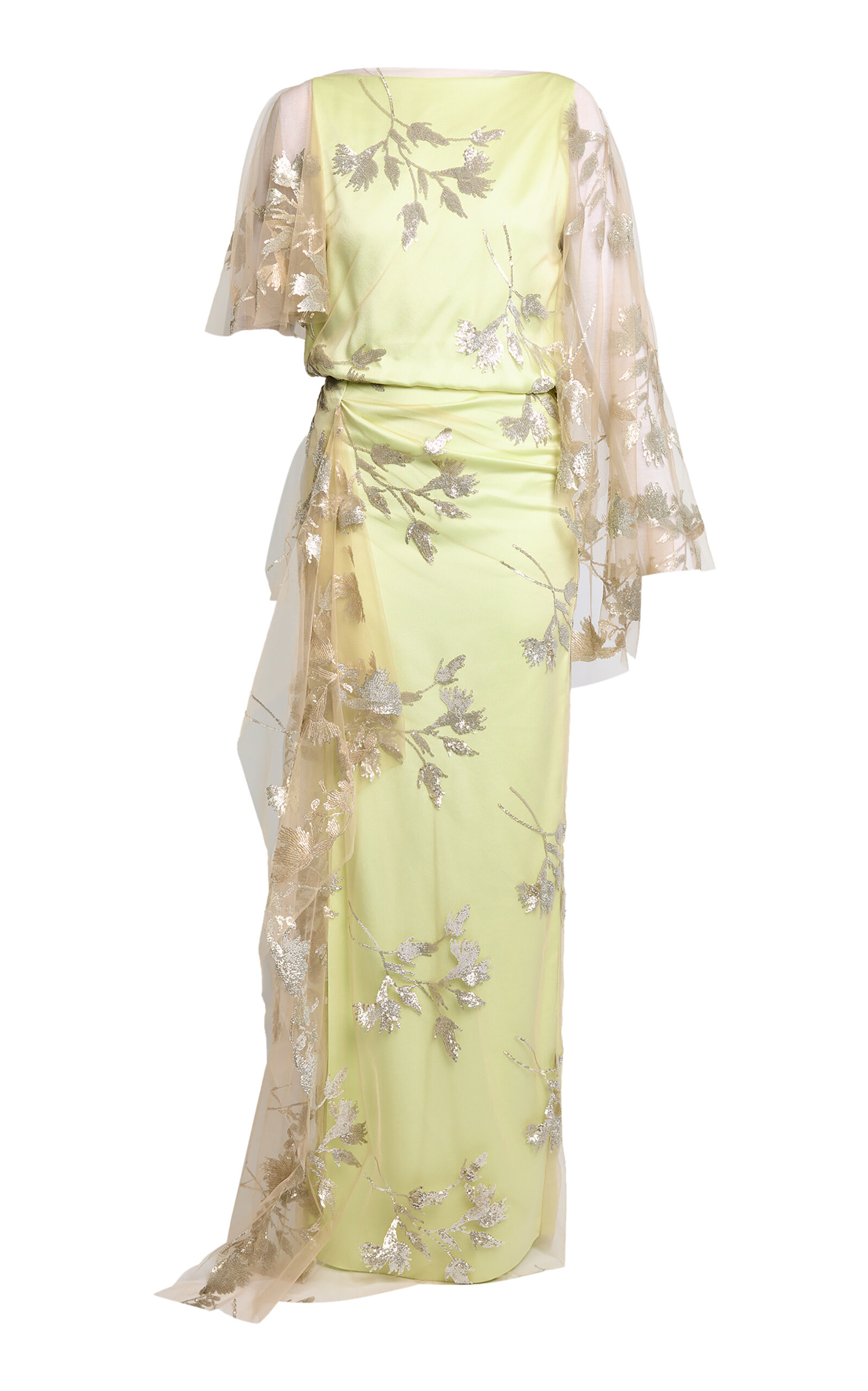 Erdem Draped Floral Gown - Green