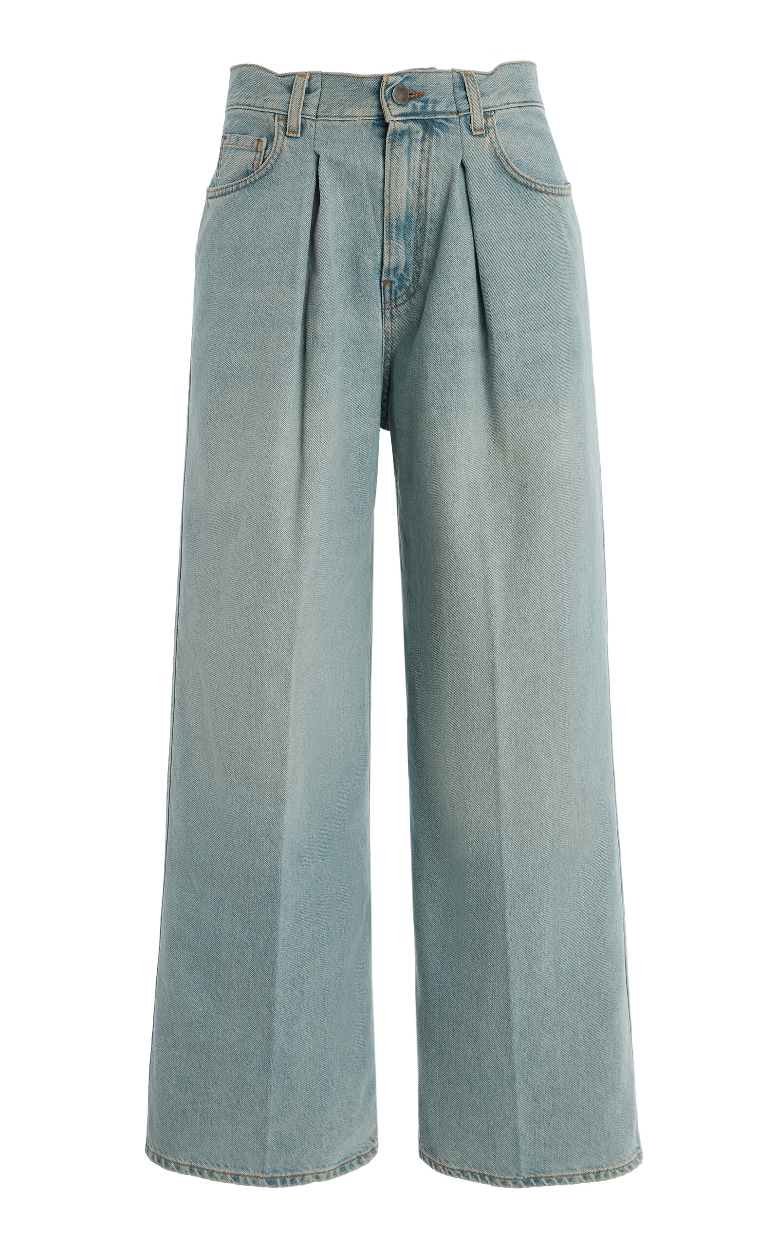 Candy Pleated Stretch Low-Rise Wide-Leg Jeans