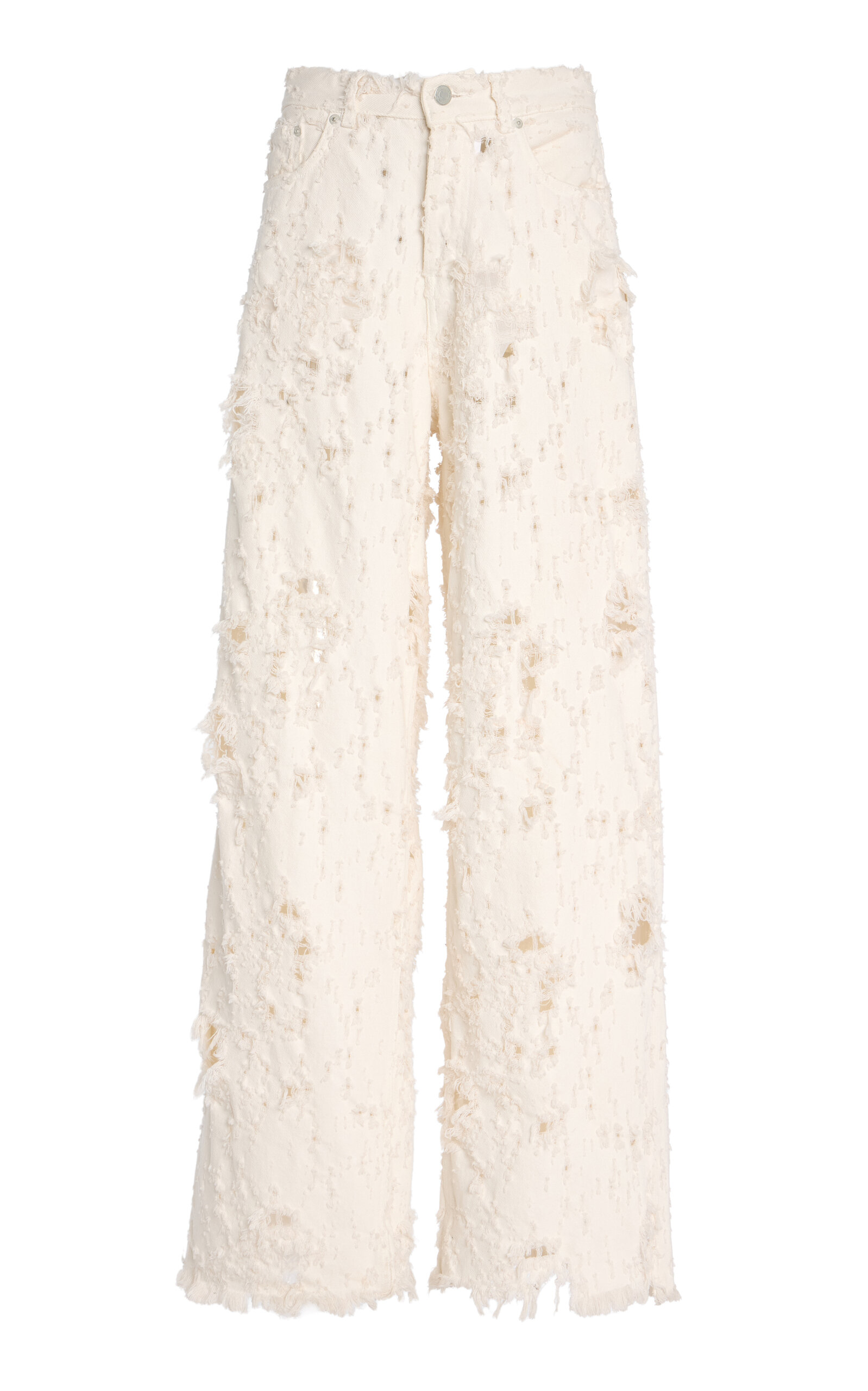 Shop Haikure Bethany Destroyed Rigid Drop-rise Wide-leg Jeans In White
