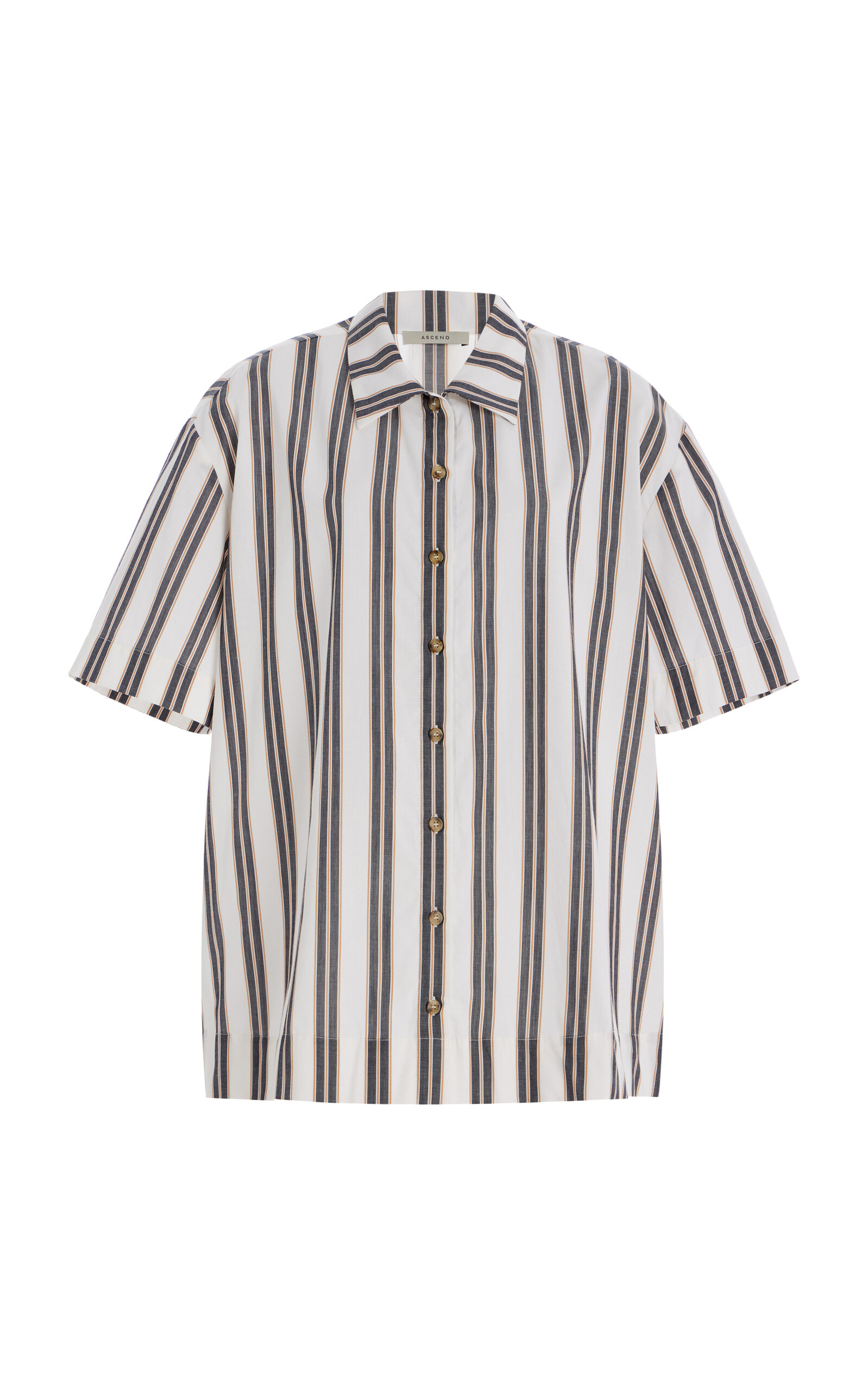 Asceno The Montauk Striped Cotton-Blend Shirt - Black/white - XS