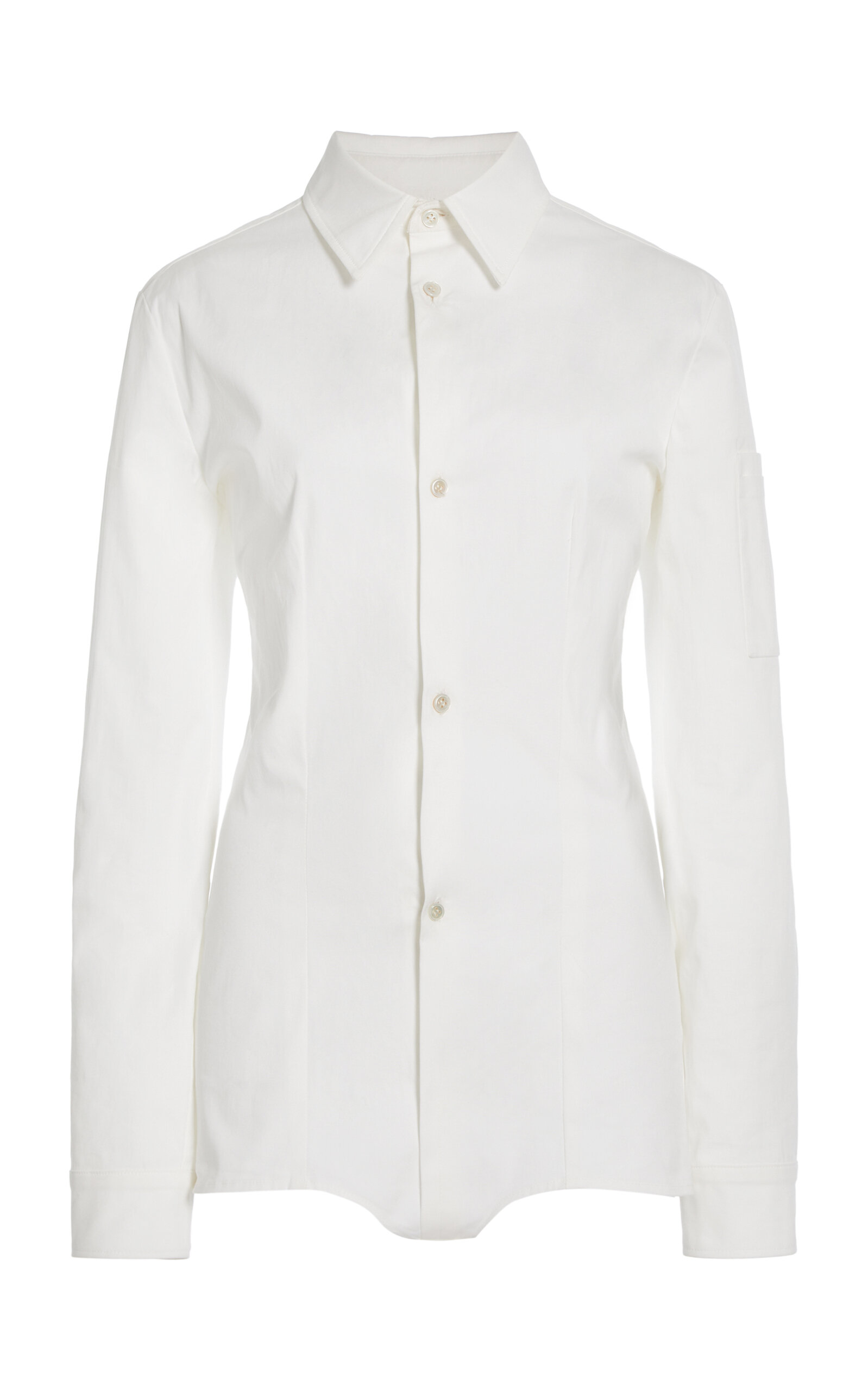 Del Core Stretch-Cotton Poplin Shirt Bodysuit - White