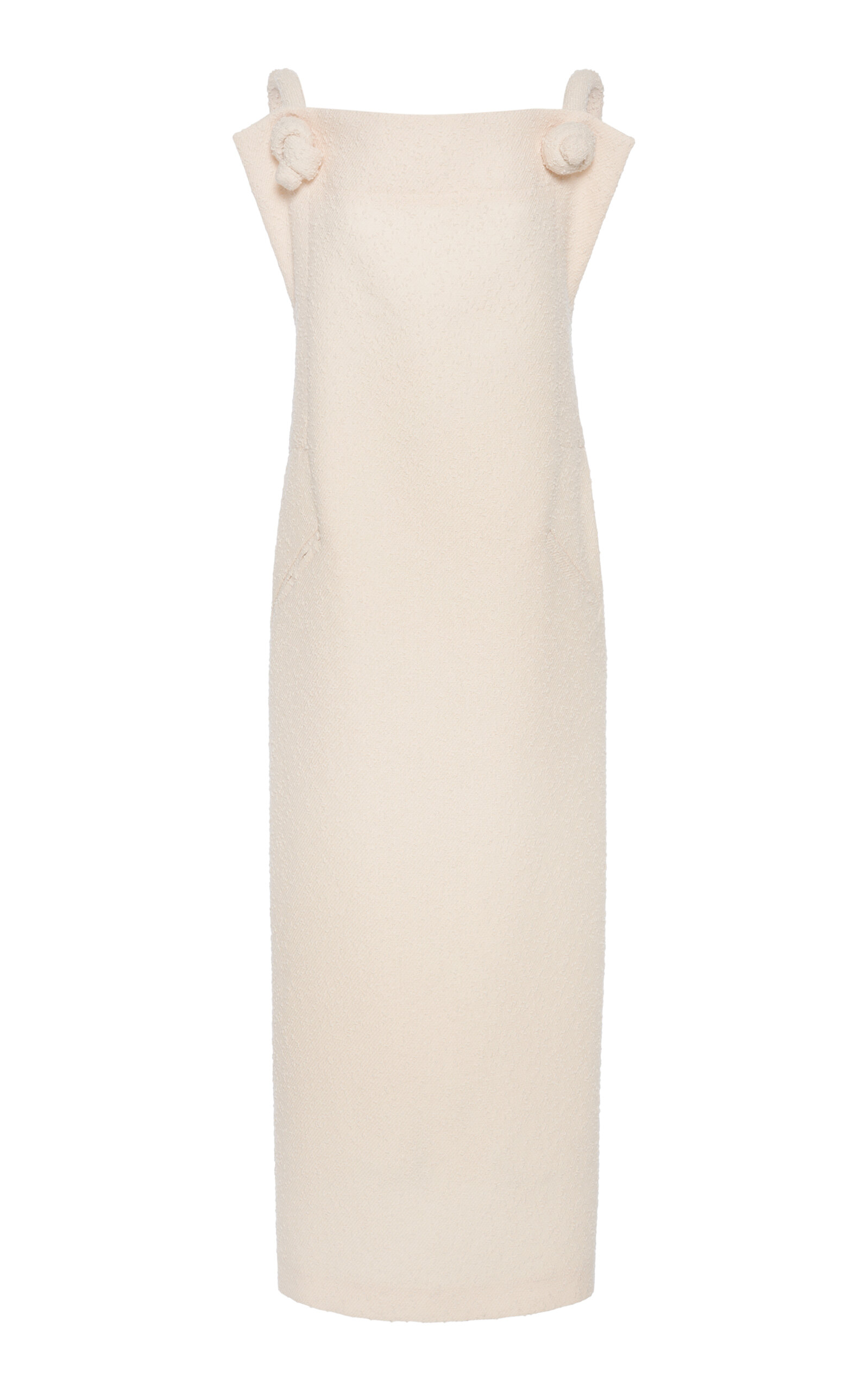 Del Core Open Back Bouclé Tweed Midi Dress