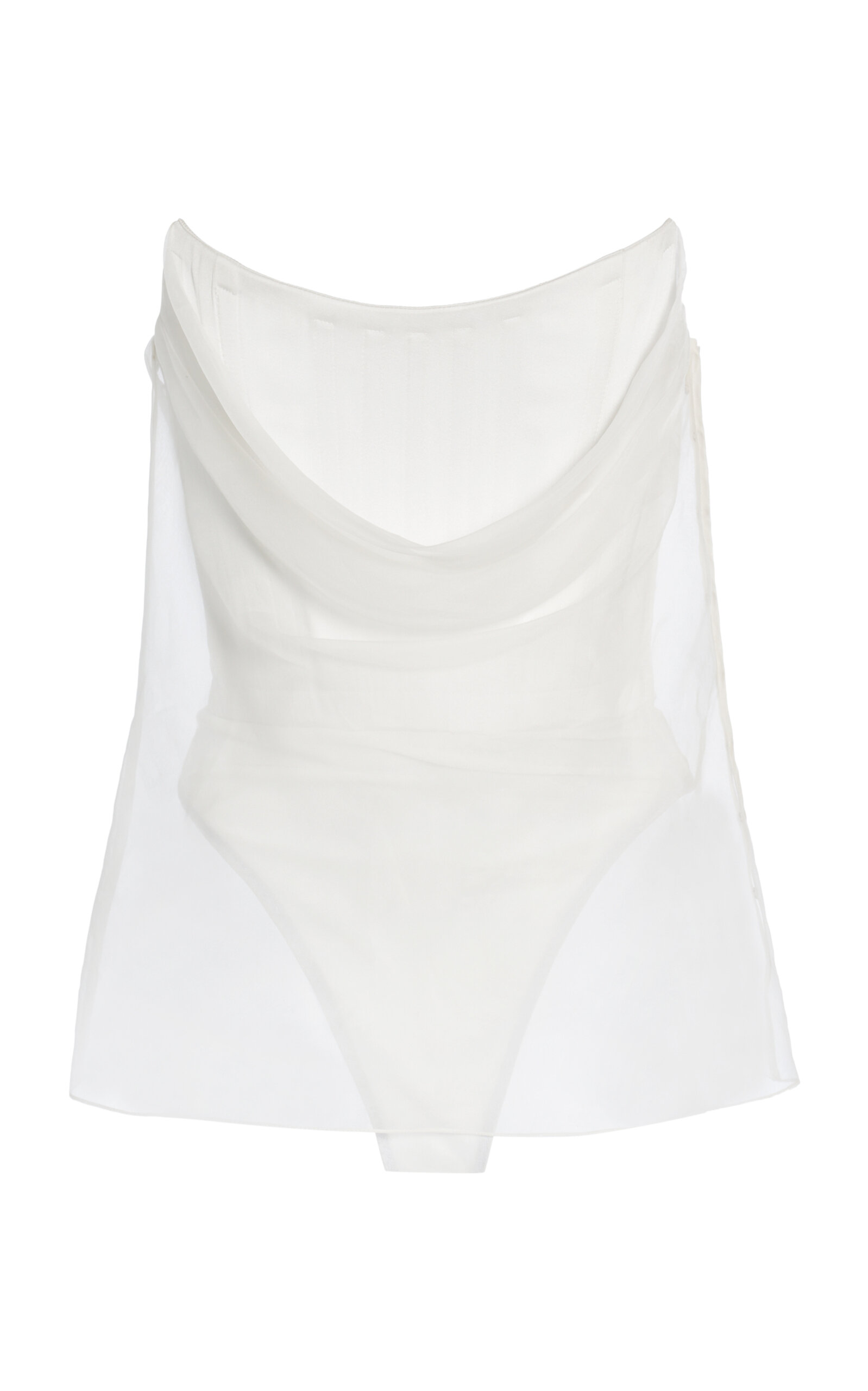 Del Core Draped Silk-Organza Corset Top - White