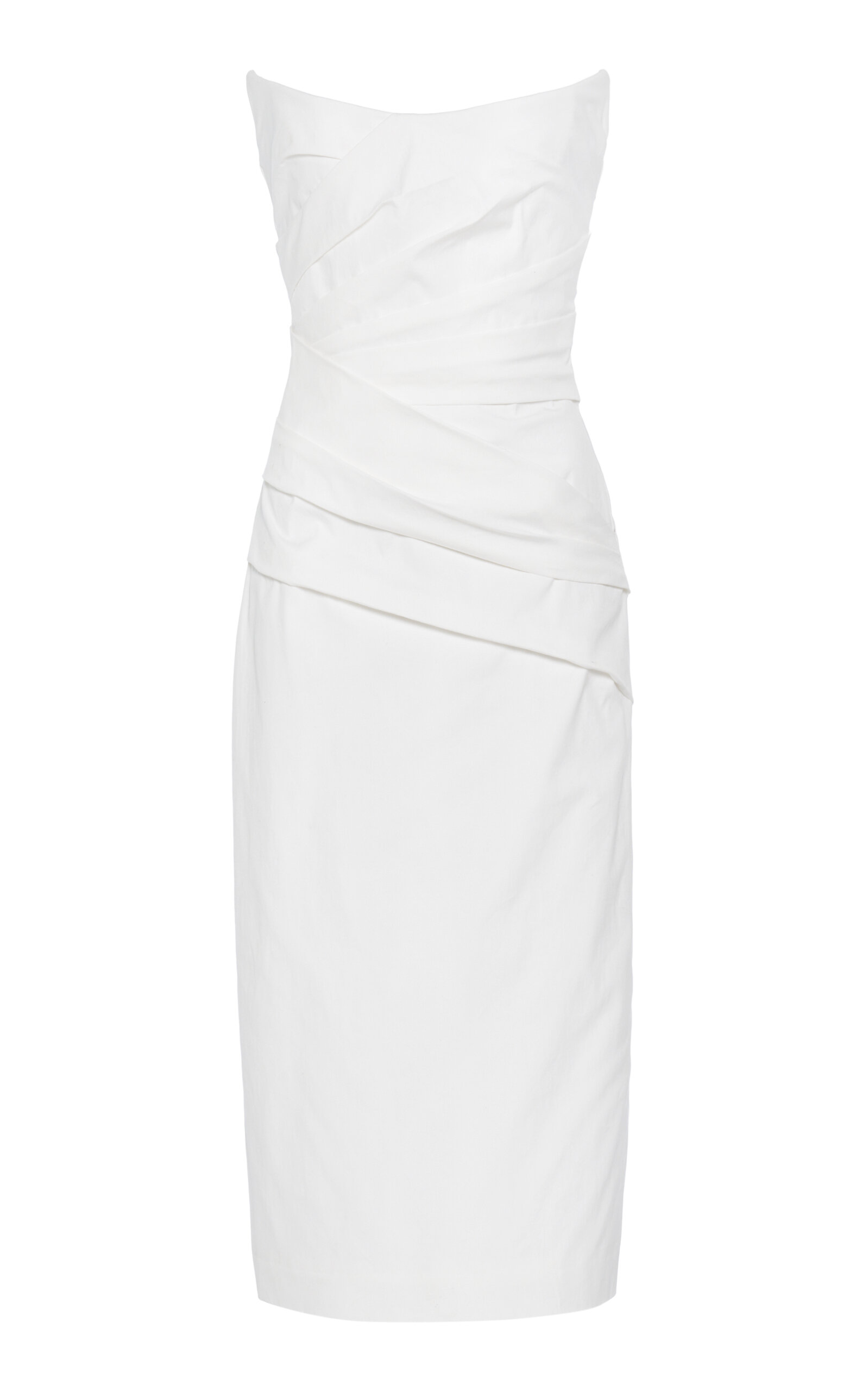 Del Core Ruched Stretch-Cotton Midi Dress - White
