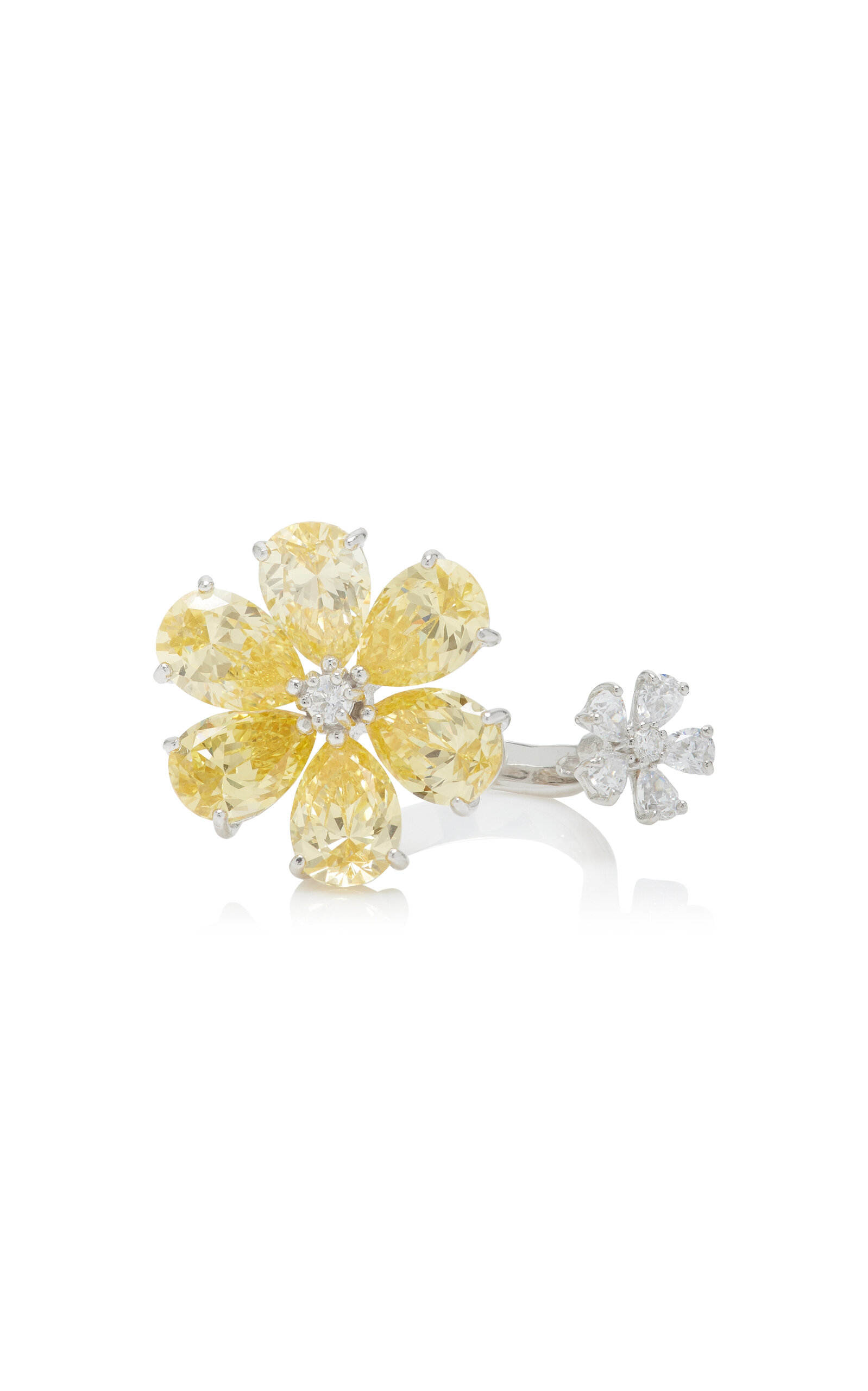 Anabela Chan Marguerite 18K White Gold Daisy Diamond Rings - Yellow - Moda Operandi