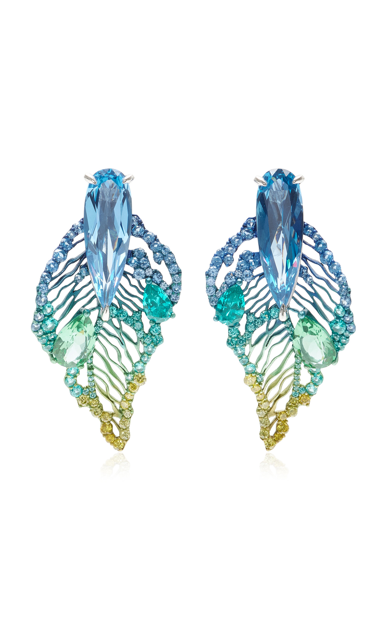 Anabela Chan 18kt White Gold Aurora Titan Sapphire Earrings In Blue