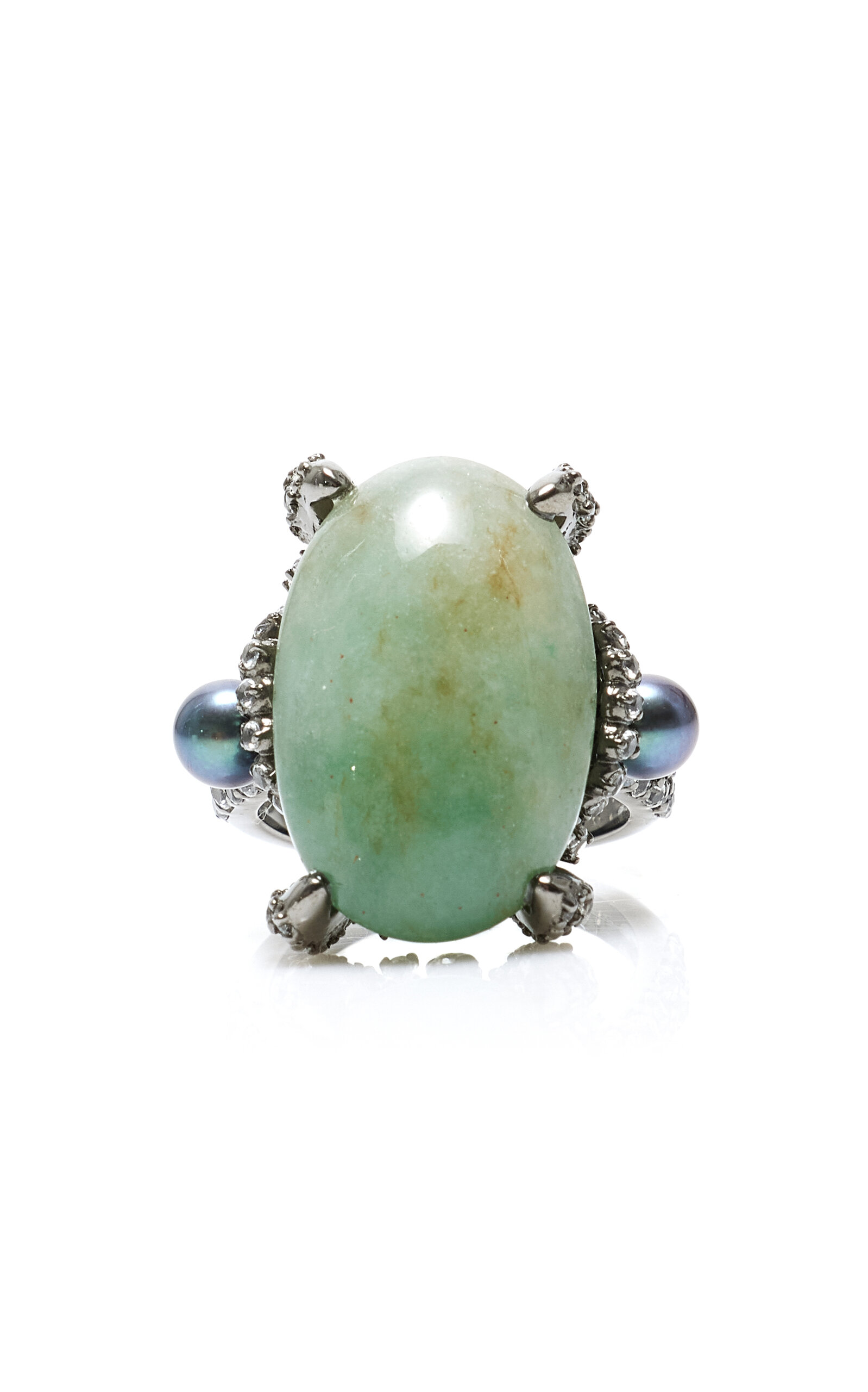 Anabela Chan Love and Pain 18K White Gold Jade Matrix Ring - Green - Moda Operandi