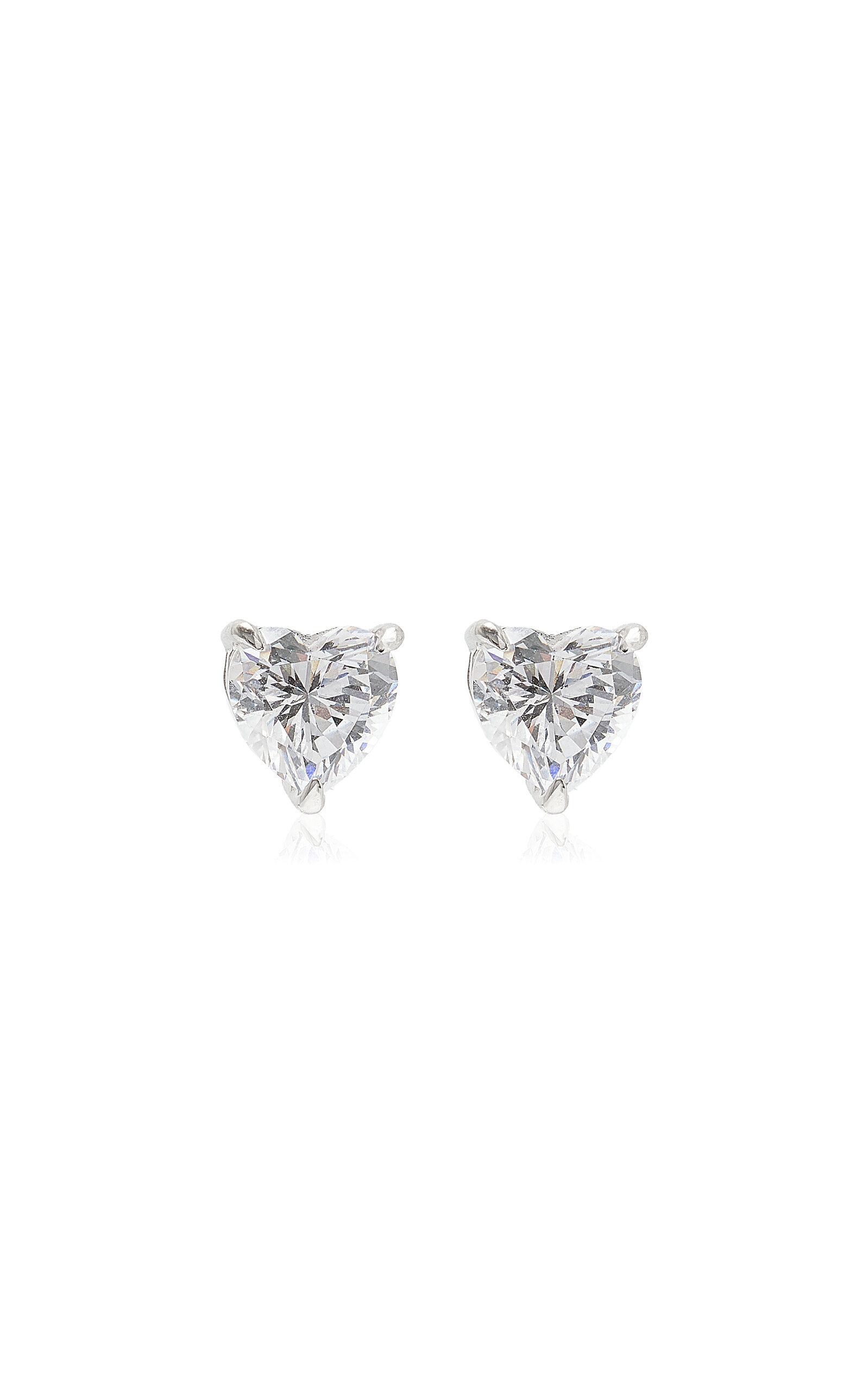 Anabela Chan Midi 18k White Gold Diamond Heart Earrings In White
