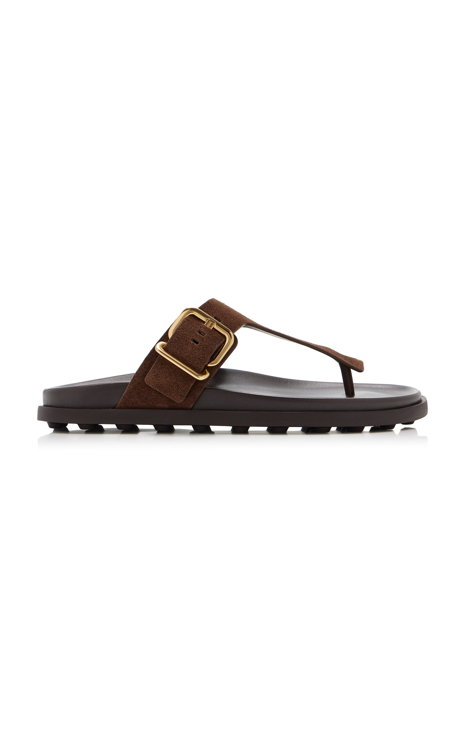 Tod's Buckle Detail Flat Sole Open Toe Slide In Brown