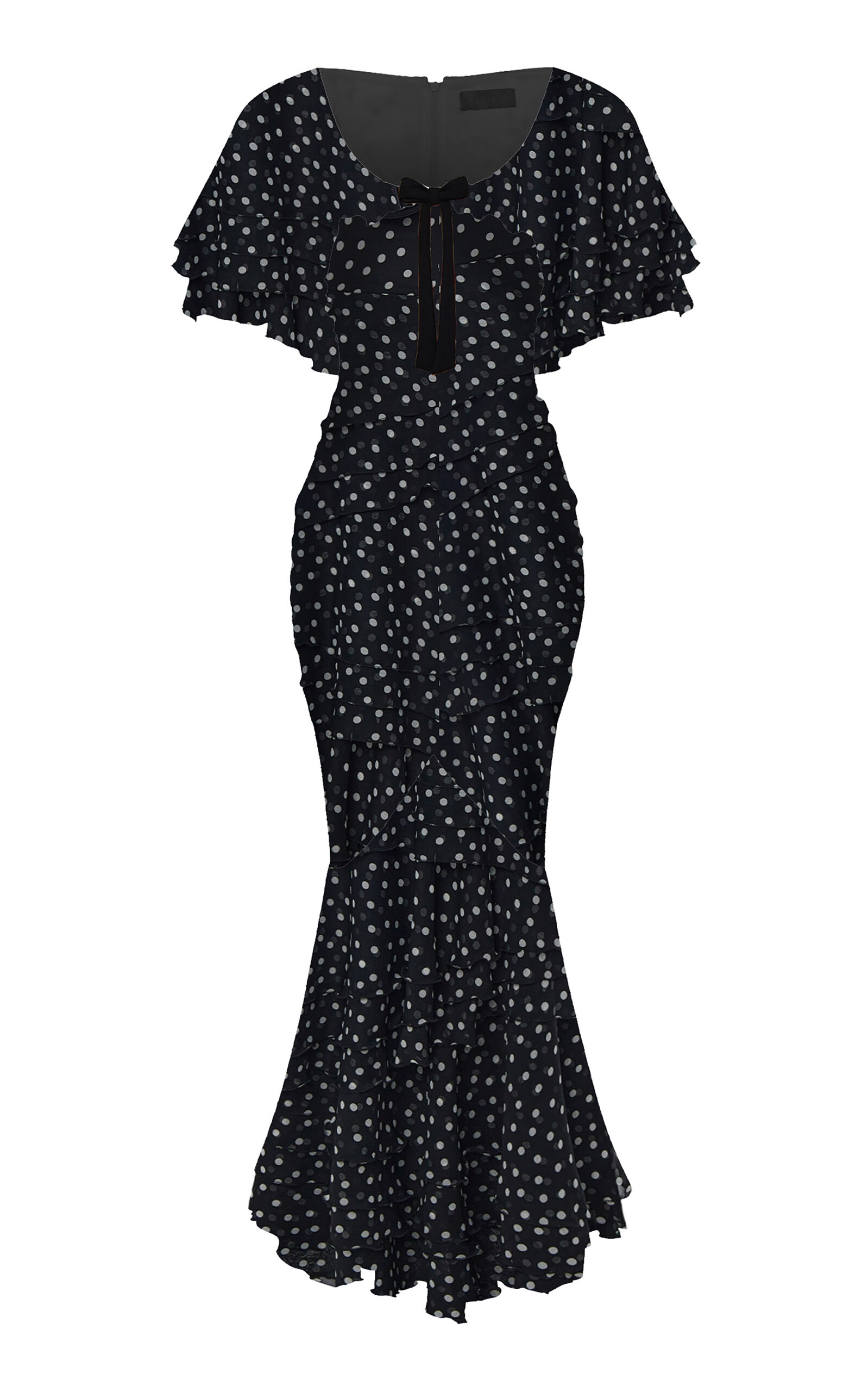 Rasario Ruched Floral Chiffon Maxi Dress - Black