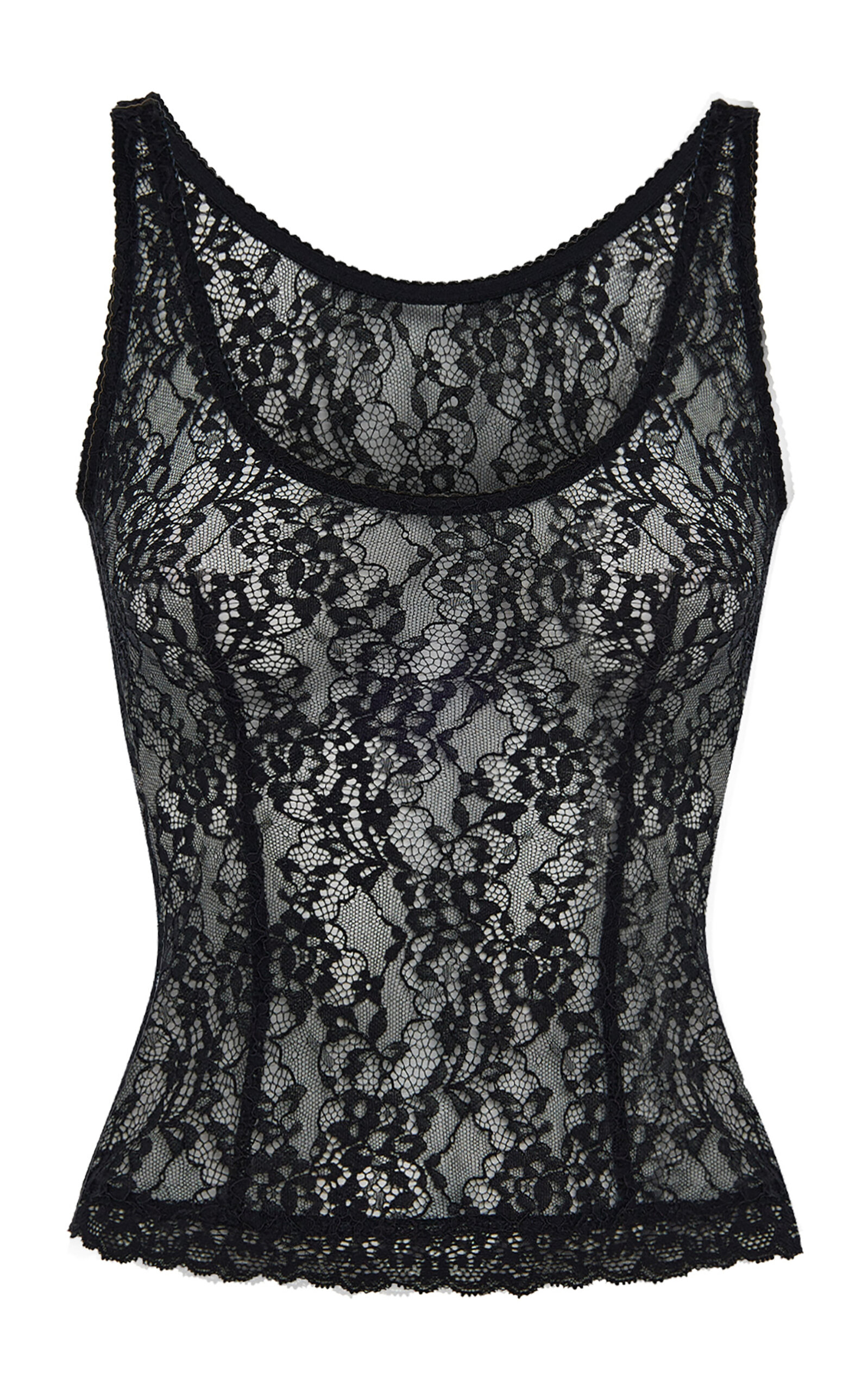 Rasario Scoop-Neck Lace Tank Top - Black