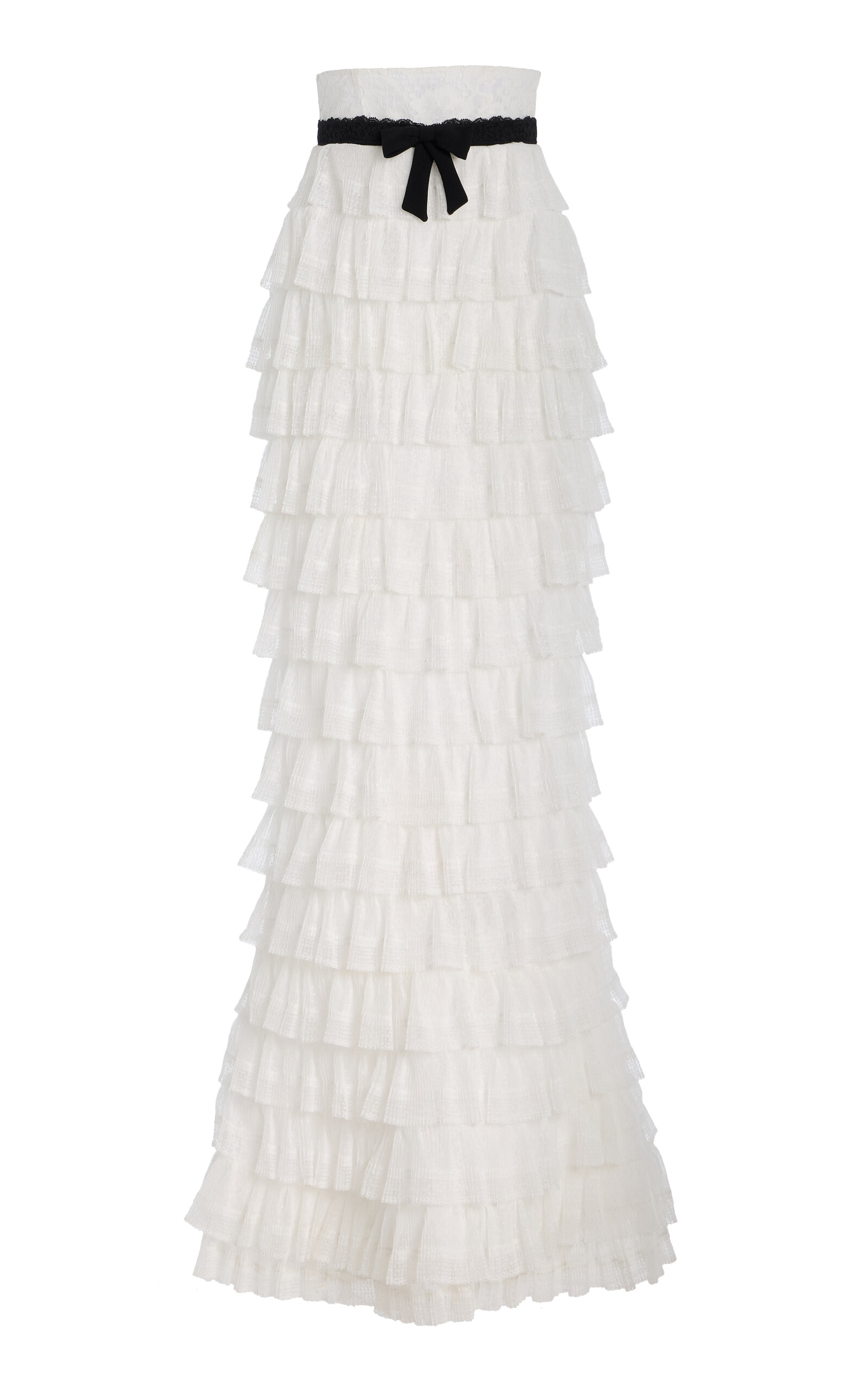 Rasario Tiered Lace Maxi Skirt - White