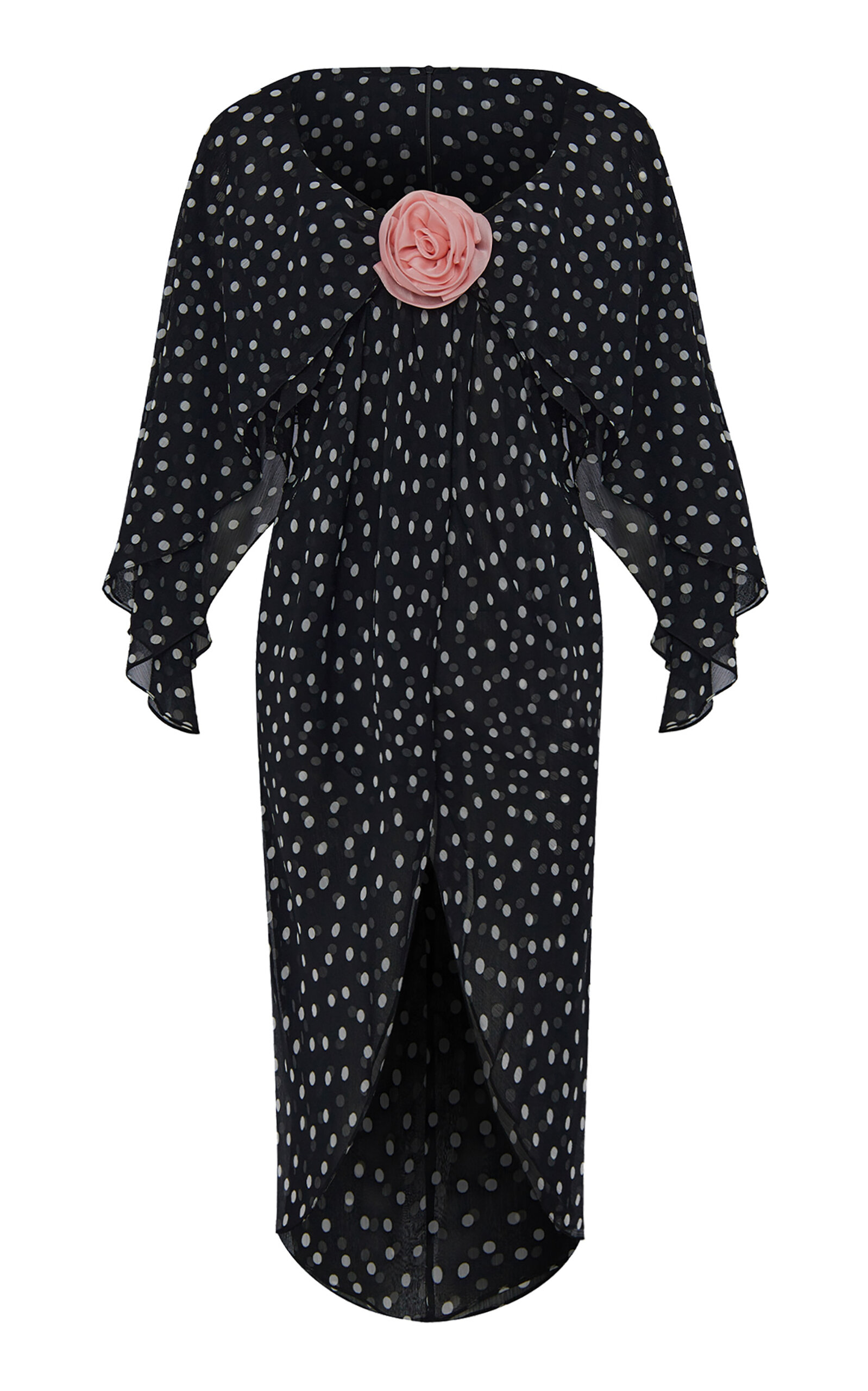 Rasario Rosette-Detailed Chiffon Midi Dress - Black/white