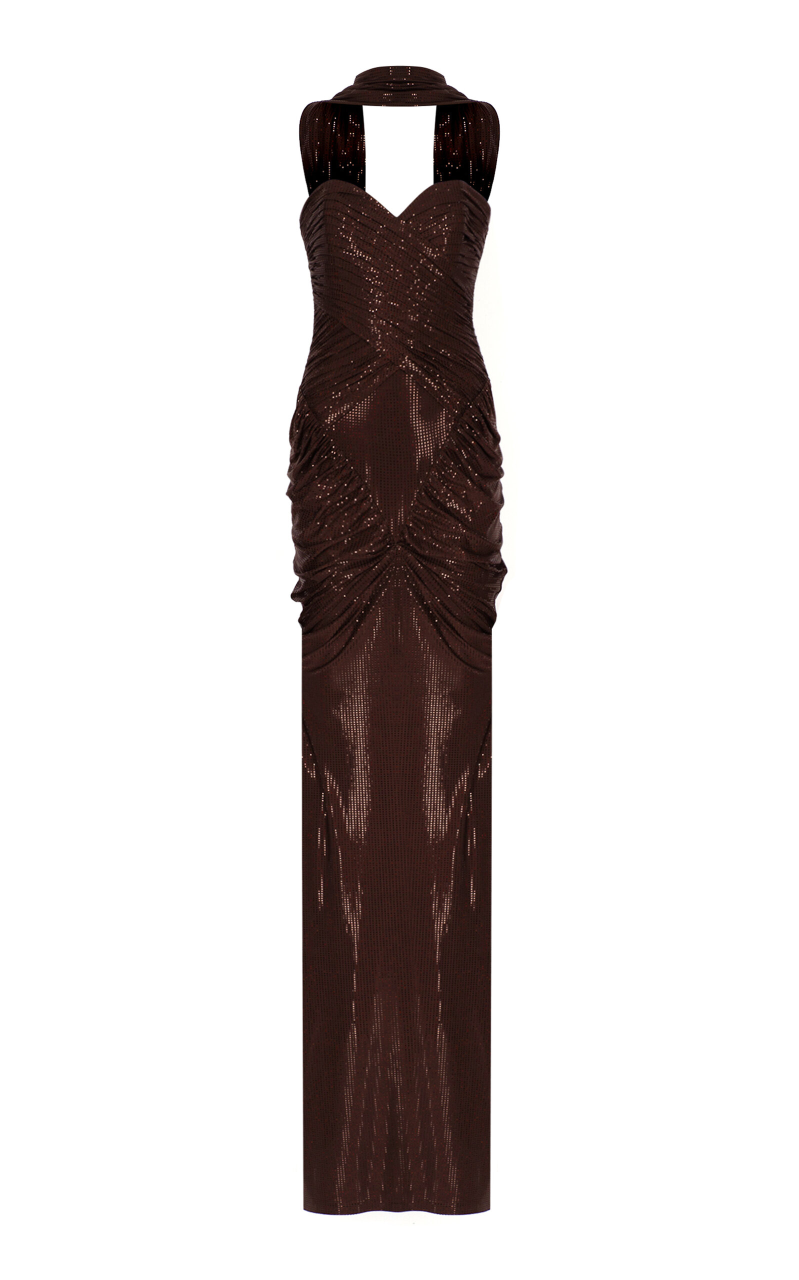 The New Arrivals Ilkyaz Ozel Samsara Ruched Jersey Maxi Dress - Brown