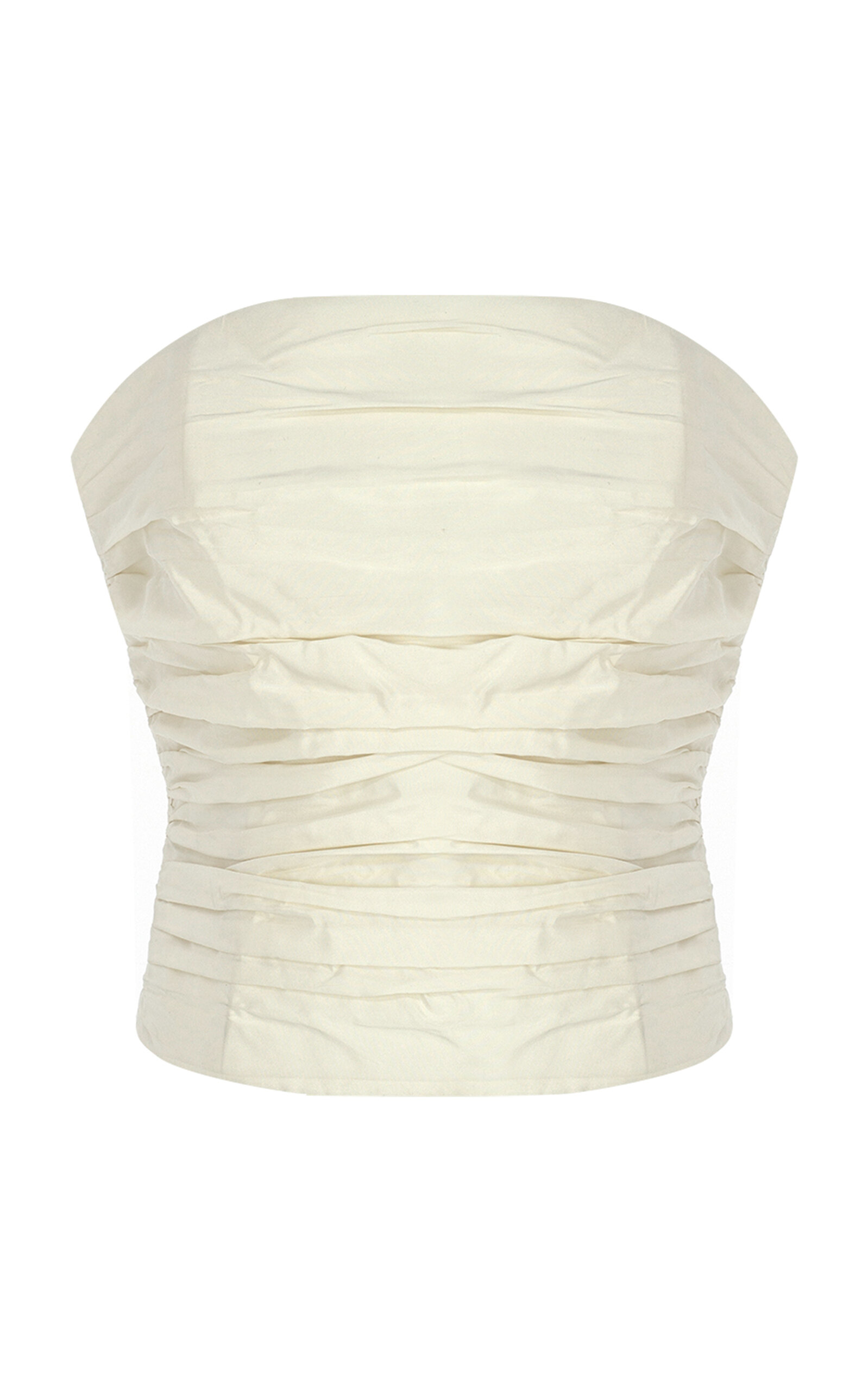 The New Arrivals Ilkyaz Ozel Lina Ruched Silk Taffeta Strapless Top In White