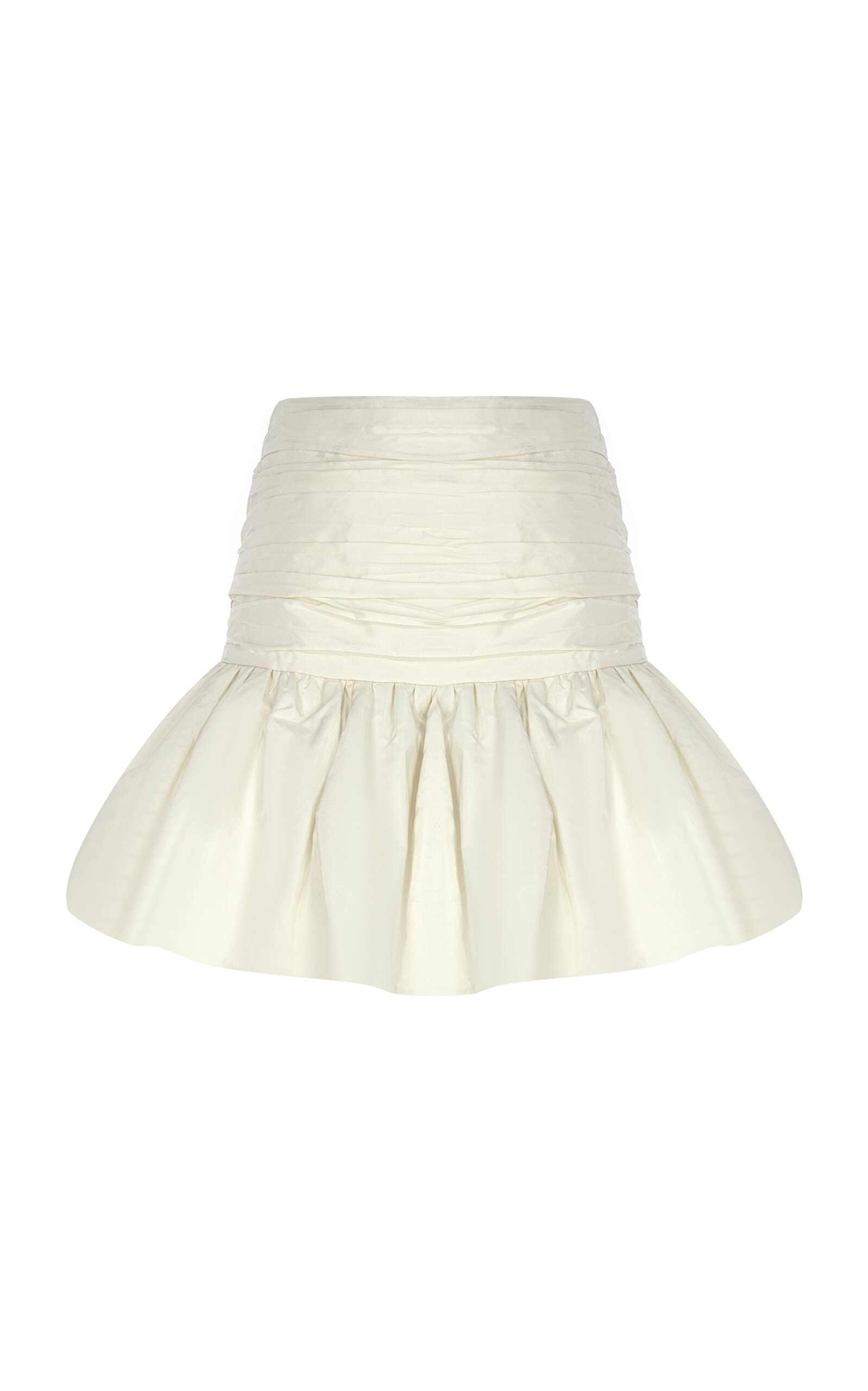 The New Arrivals Ilkyaz Ozel Lina Ruched Silk Taffeta Bubble Mini Skirt In White