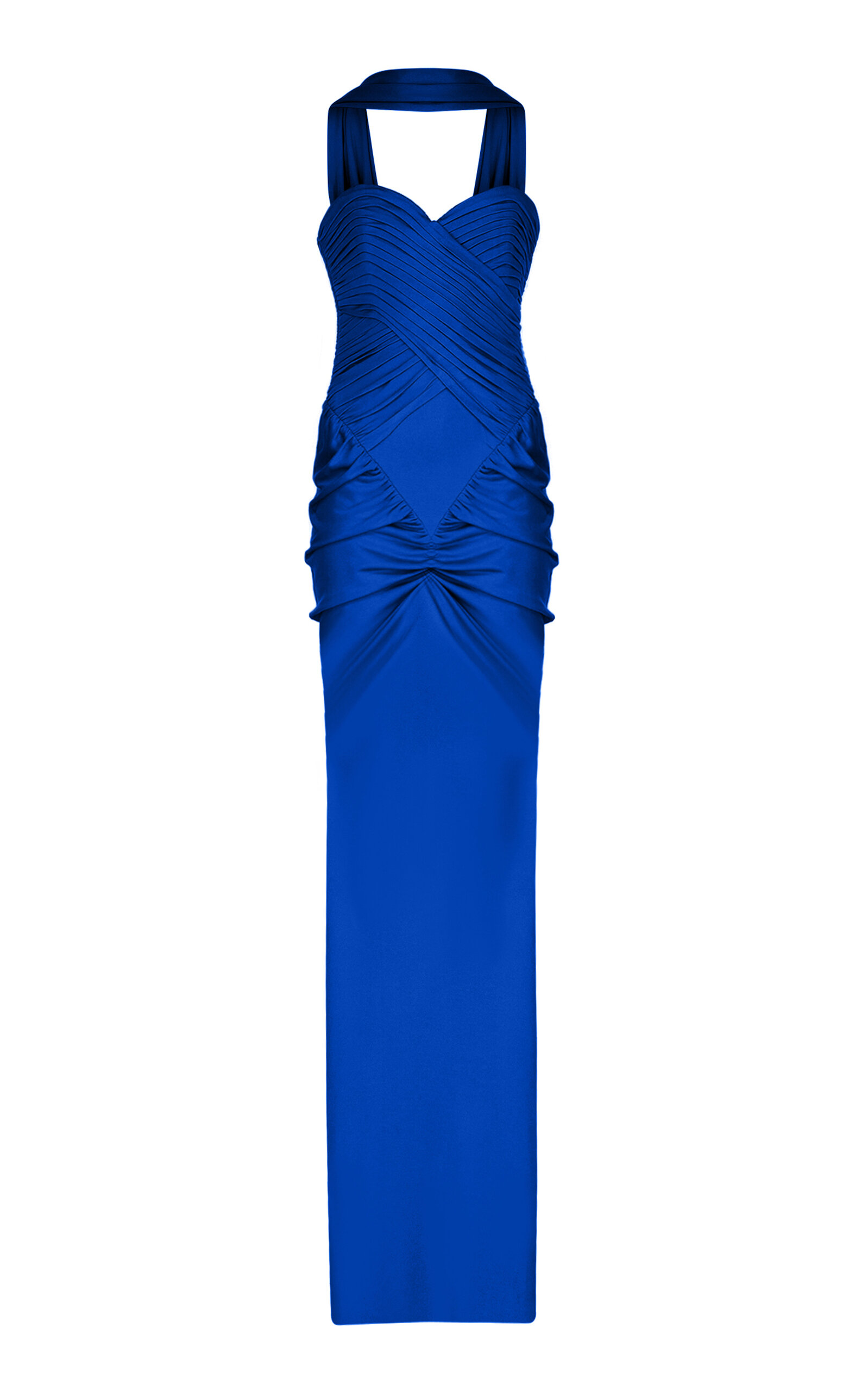 The New Arrivals Ilkyaz Ozel Samsara Ruched Satin Maxi Dress - Blue