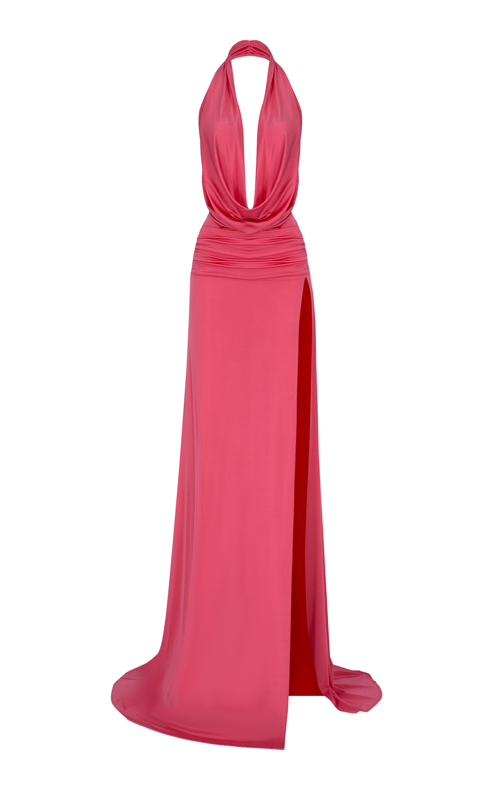 The New Arrivals Ilkyaz Ozel Tanit Draped Satin Maxi Dress - Pink