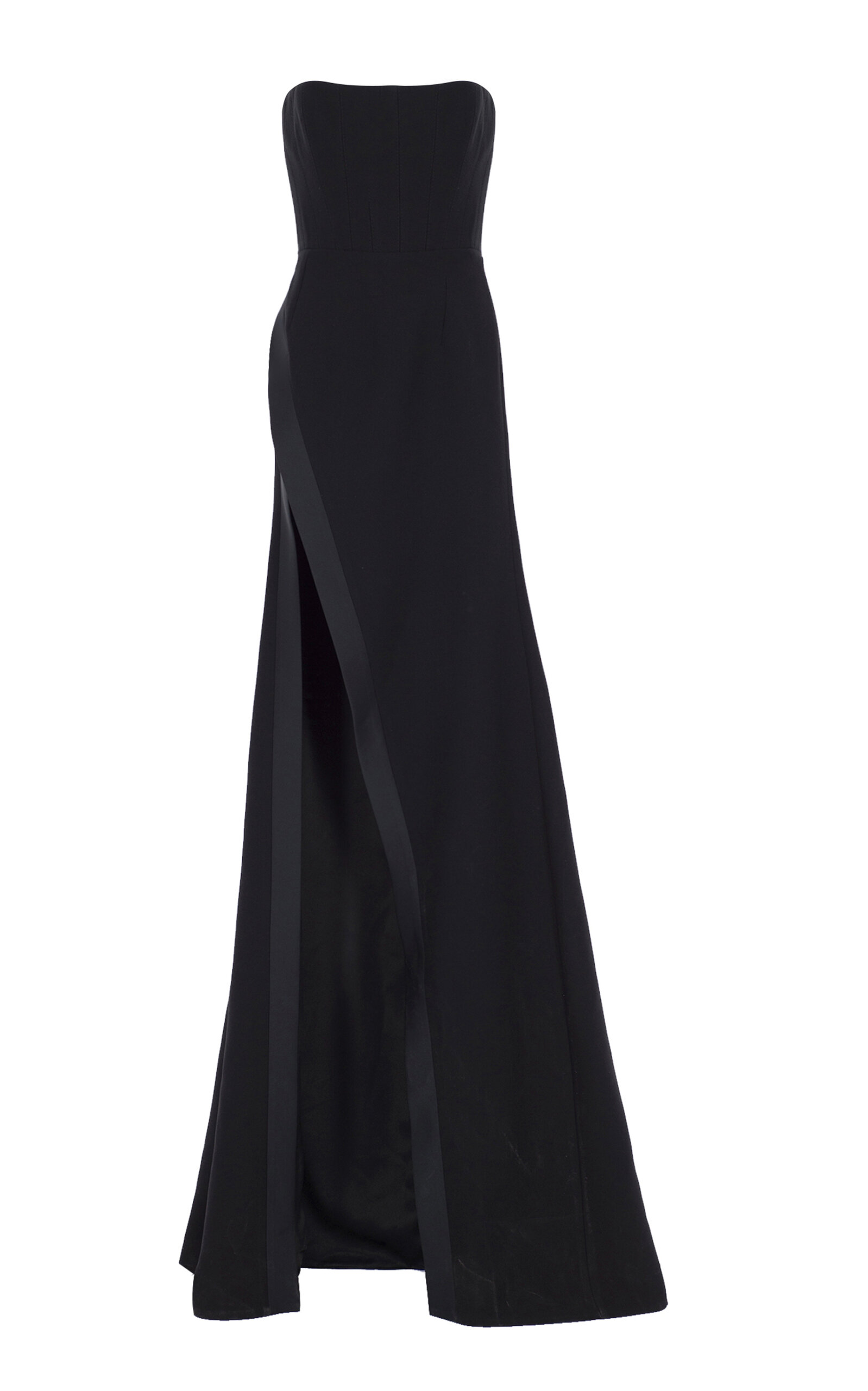 The New Arrivals Ilkyaz Ozel Nefertiti Satin-Trimmed Crepe Maxi Dress - Black