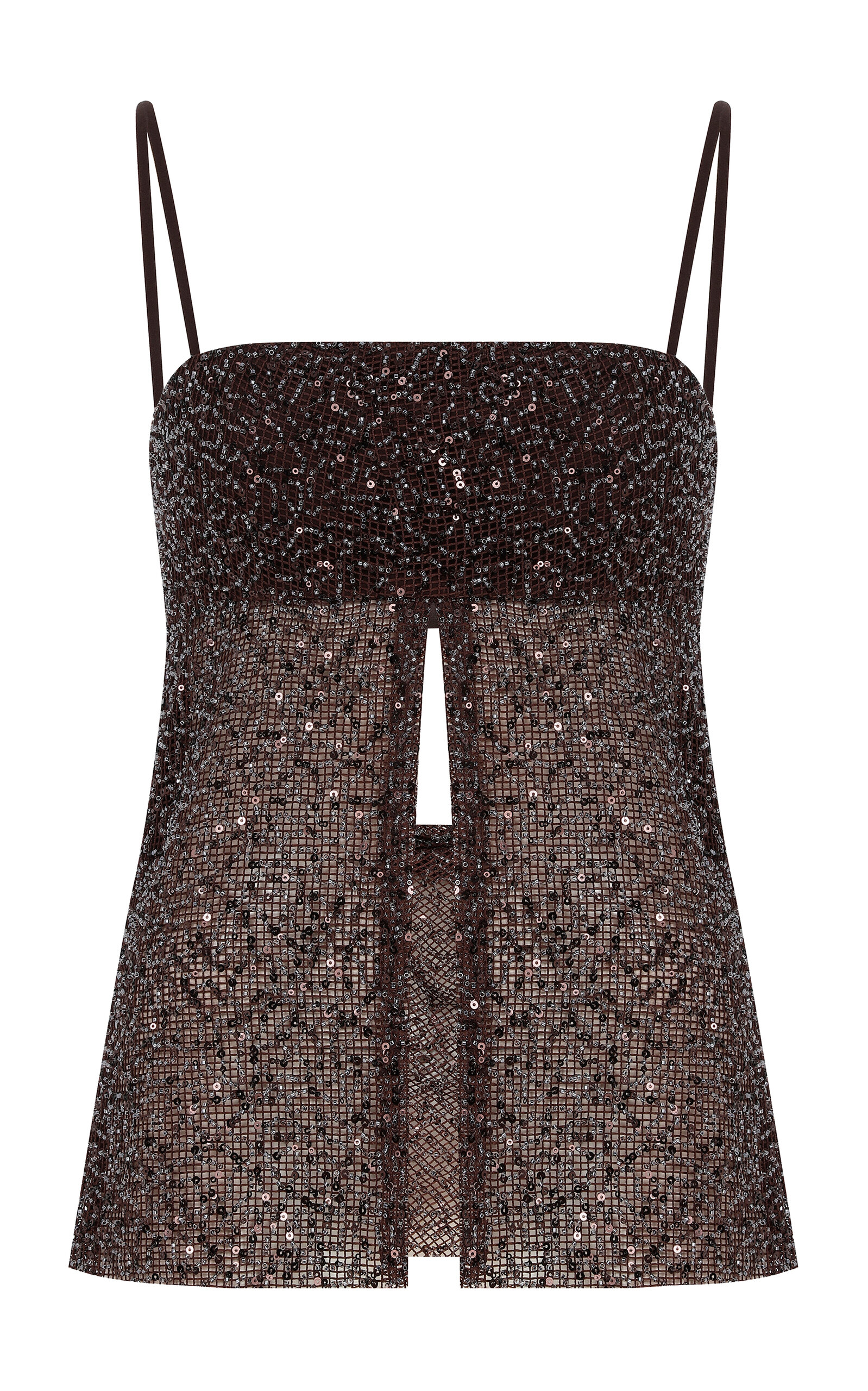 Ila Asita Split-front Sequined Tank Top In Brown