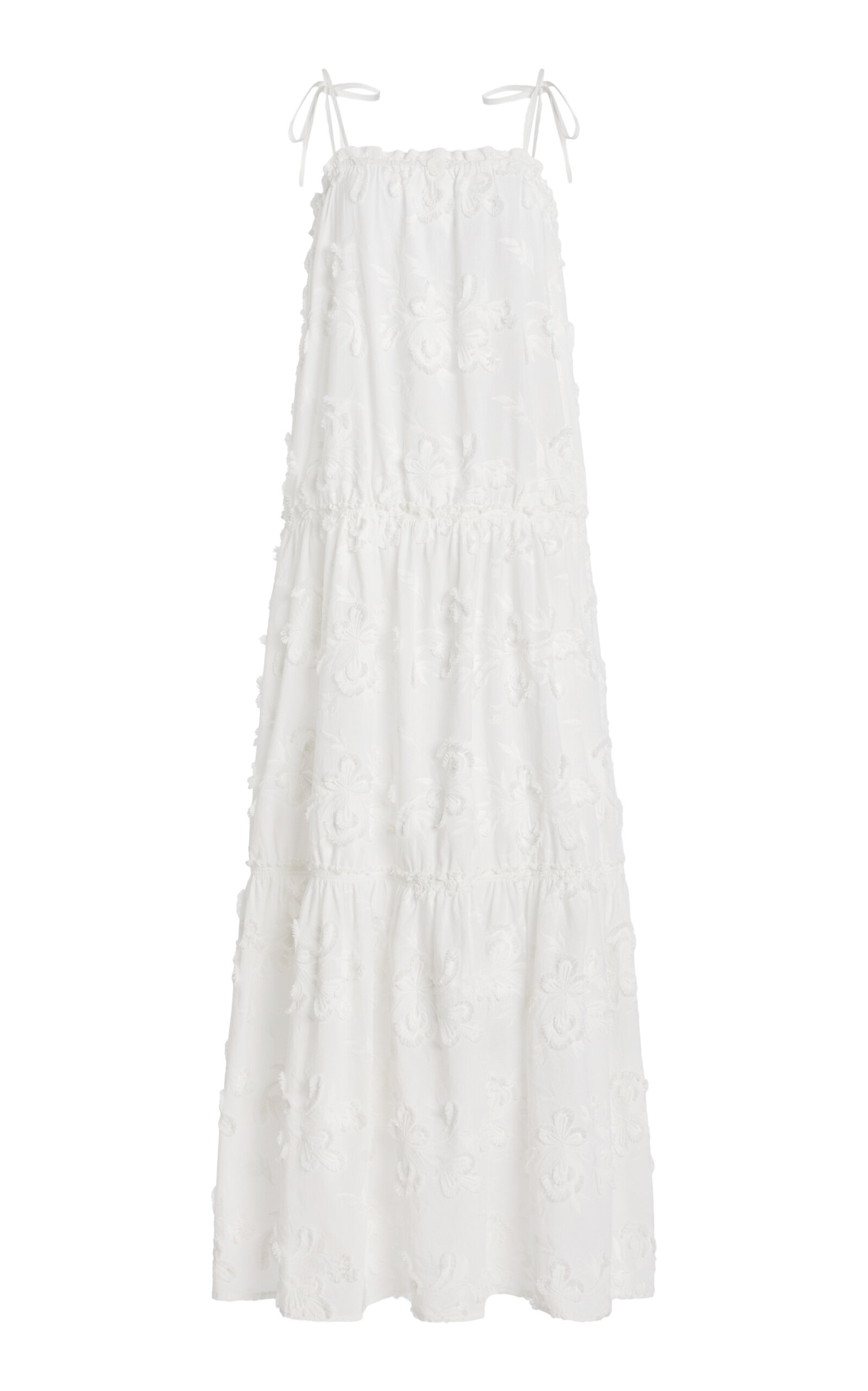 The Garment Jewell Embroidered Organic Cotton Maxi Dress In White
