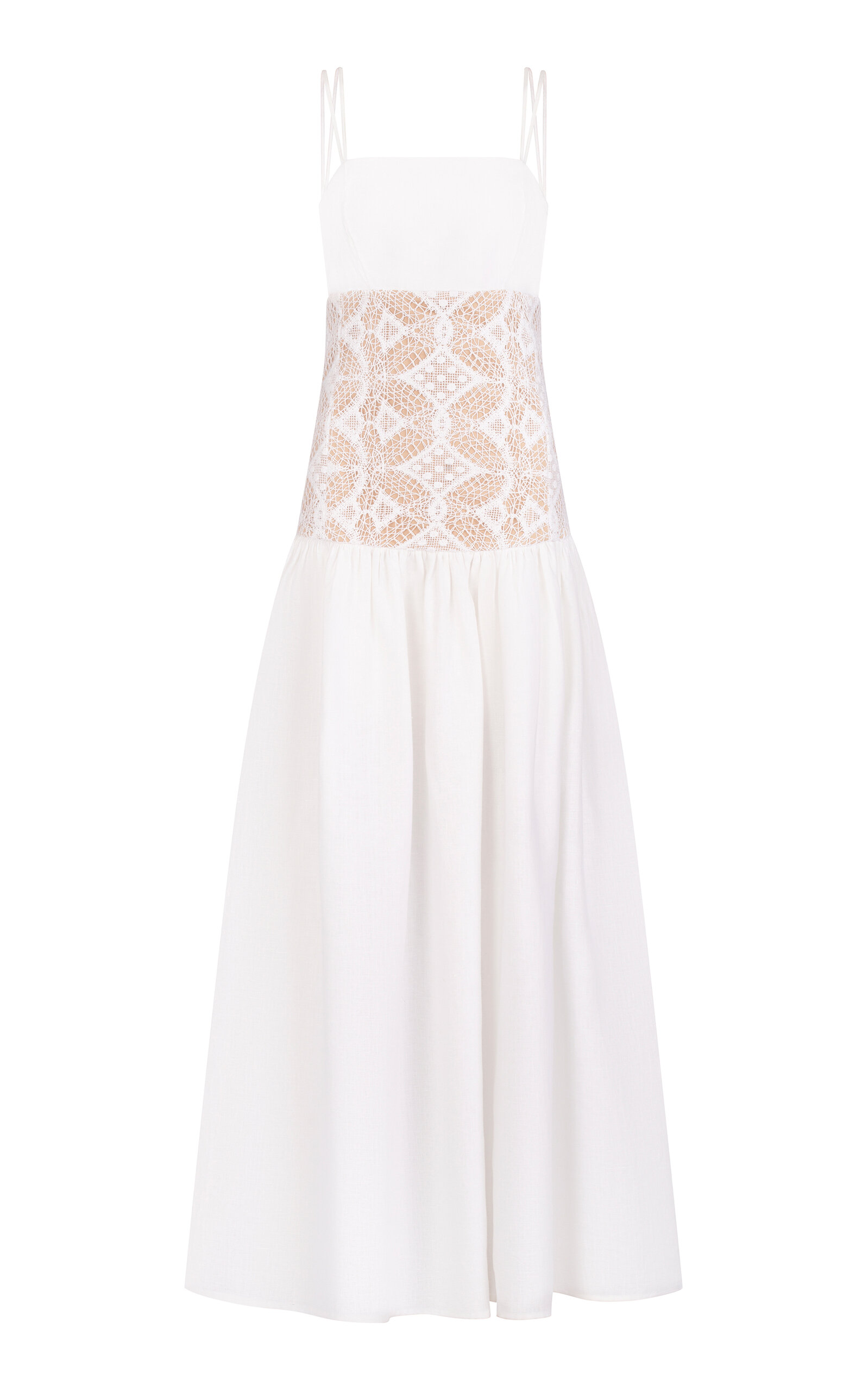 Silvia Tcherassi Pilar Lace-Detailed Cotton Maxi Dress - White