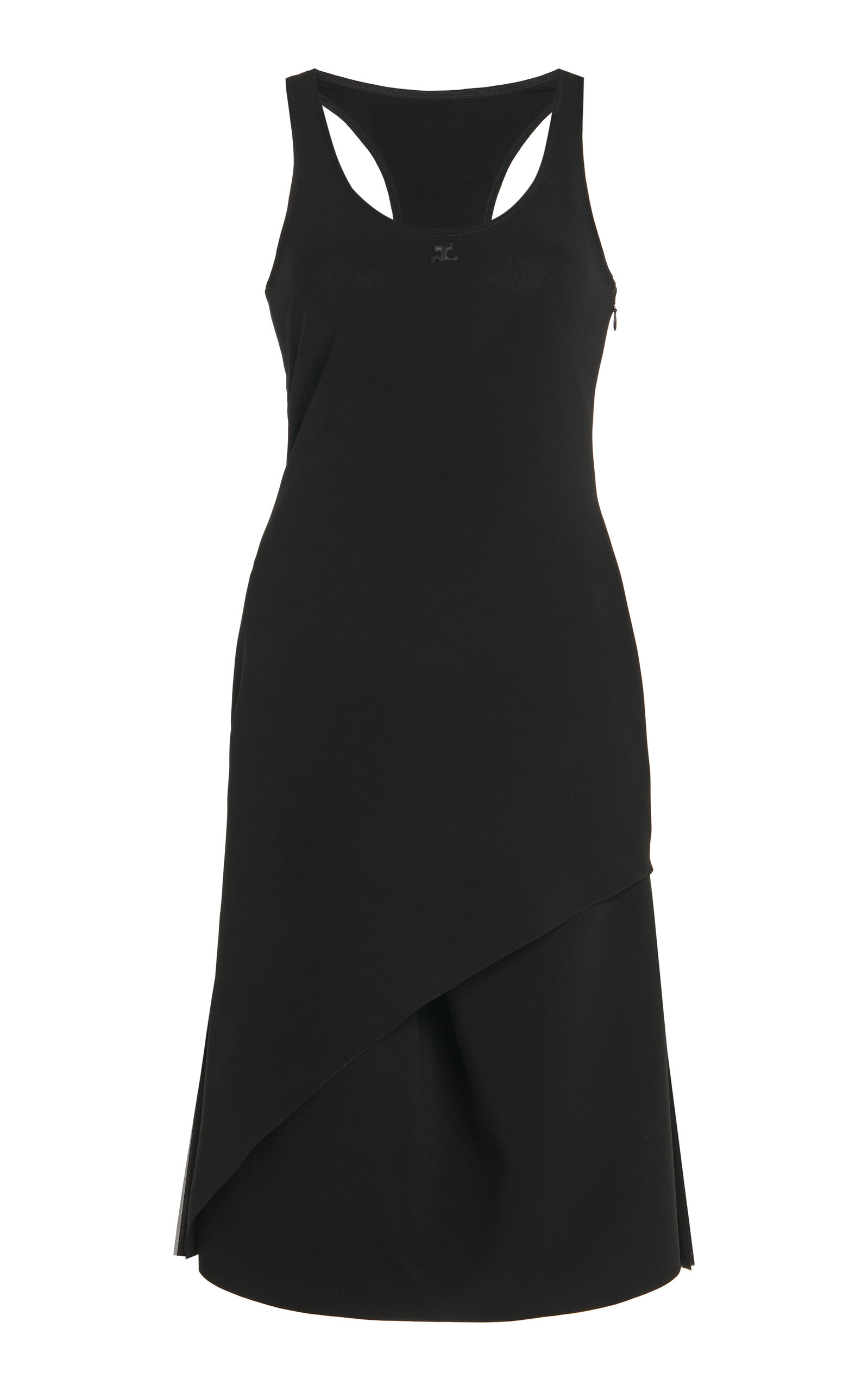 Shop Courrèges Infinity Pleats Crepe Midi Dress In Black
