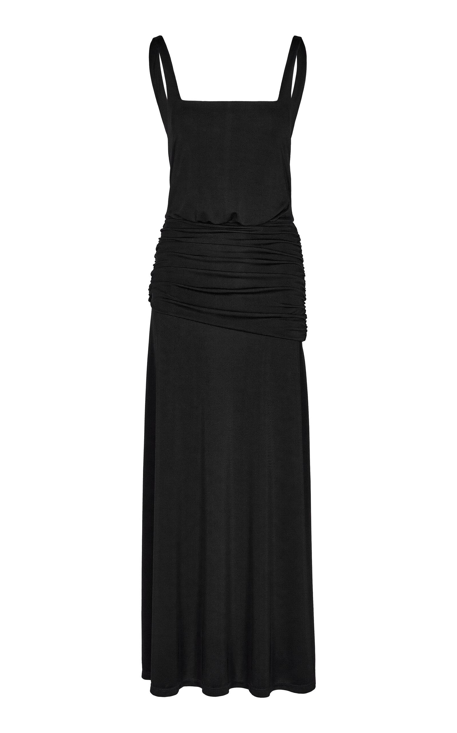 Johanna Ortiz Plant Of Joy Ruched Jersey Maxi Dress In Black