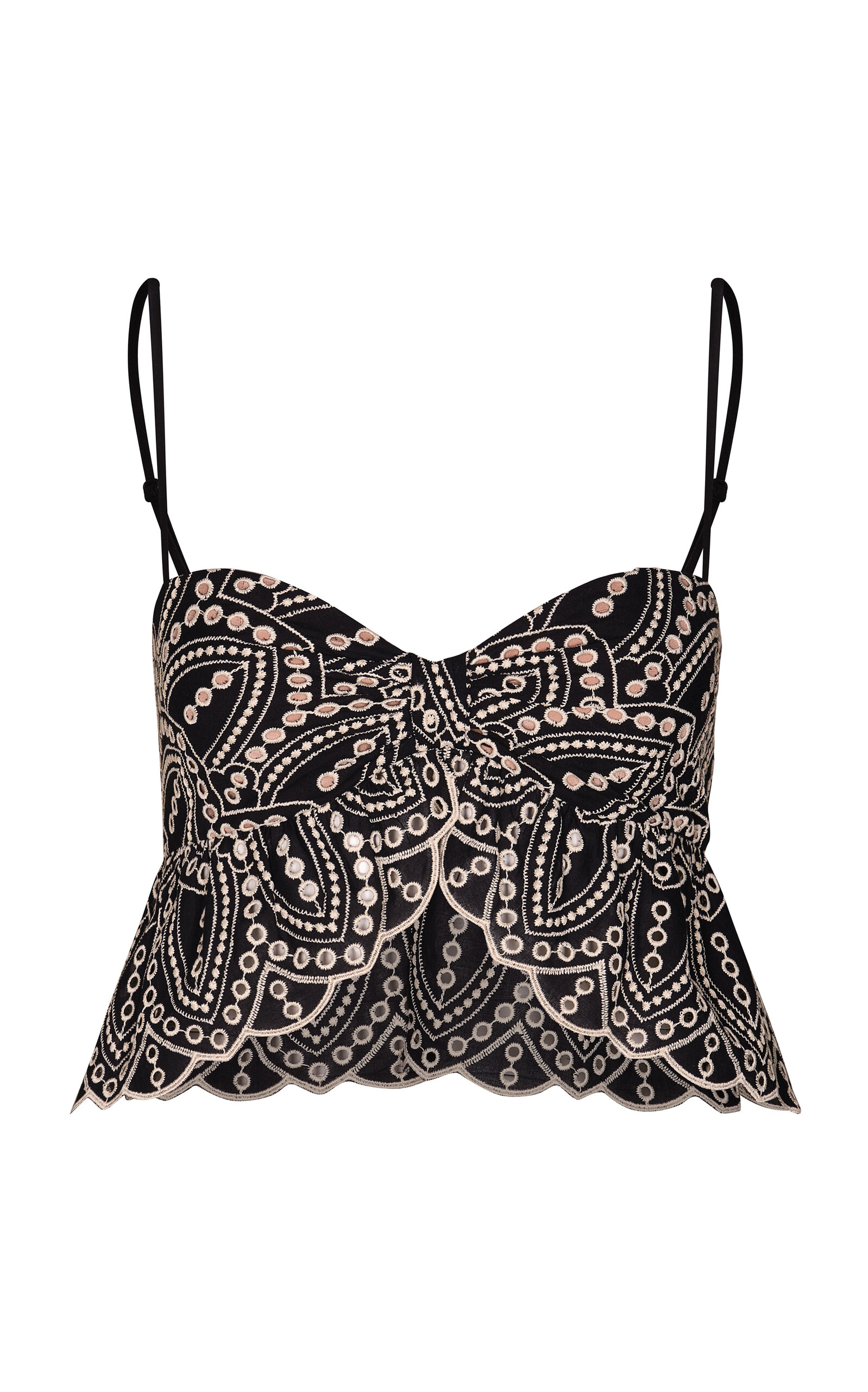 Johanna Ortiz Lunch Date Embroidered Cotton-Blend Crop Top